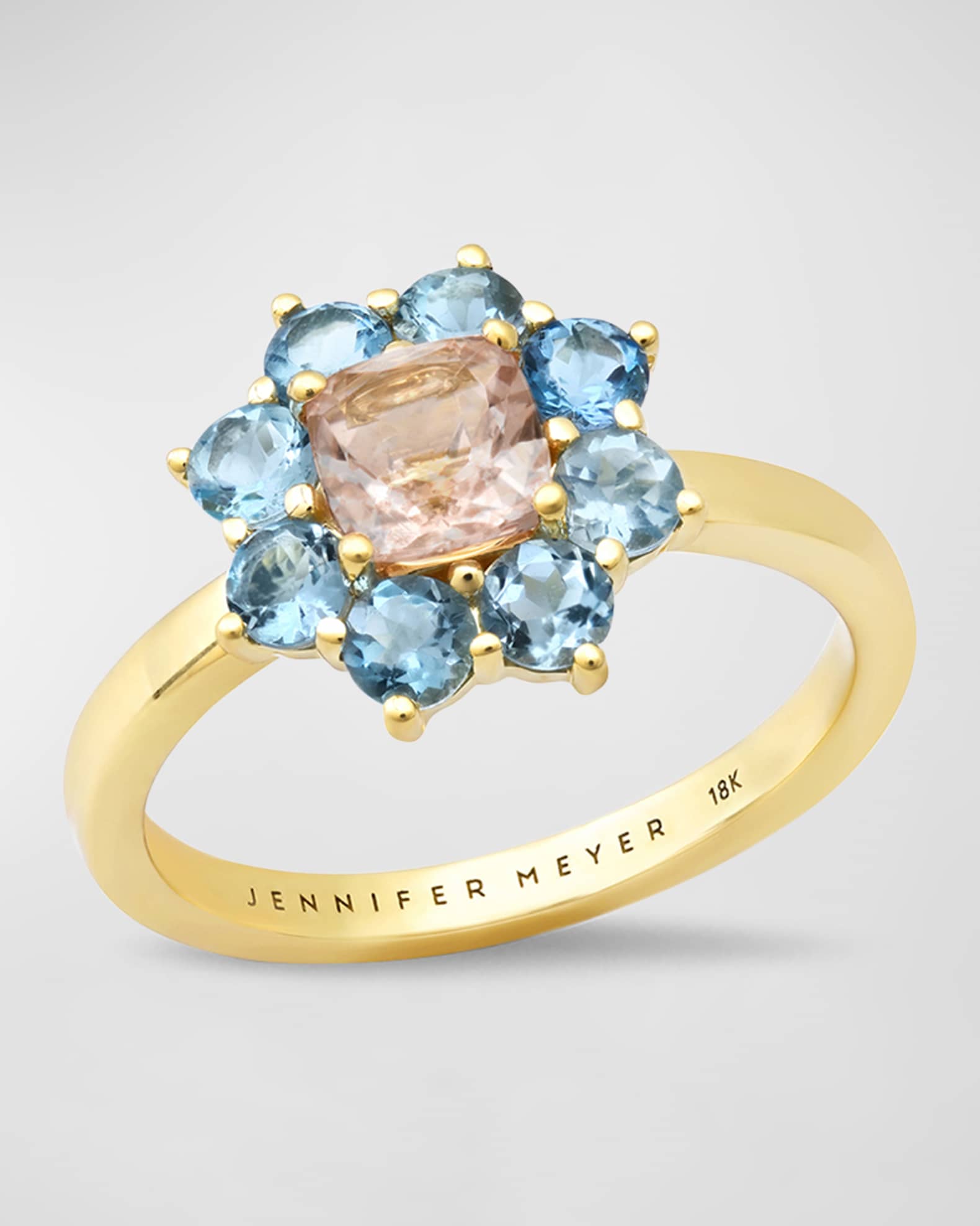 Jennifer Meyer 18K Yellow Gold Aquamarine and Morganite Ring Women s 6.5 Rings Gold Rings