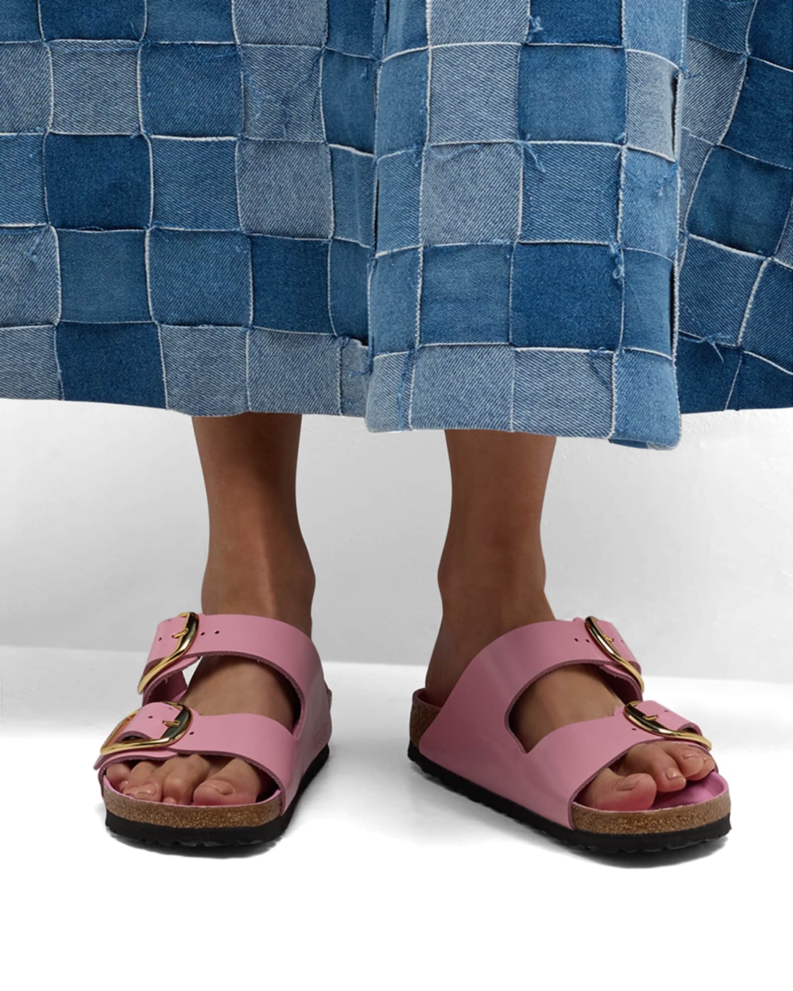 Arizona Leather Dual Buckle Slide Sandals