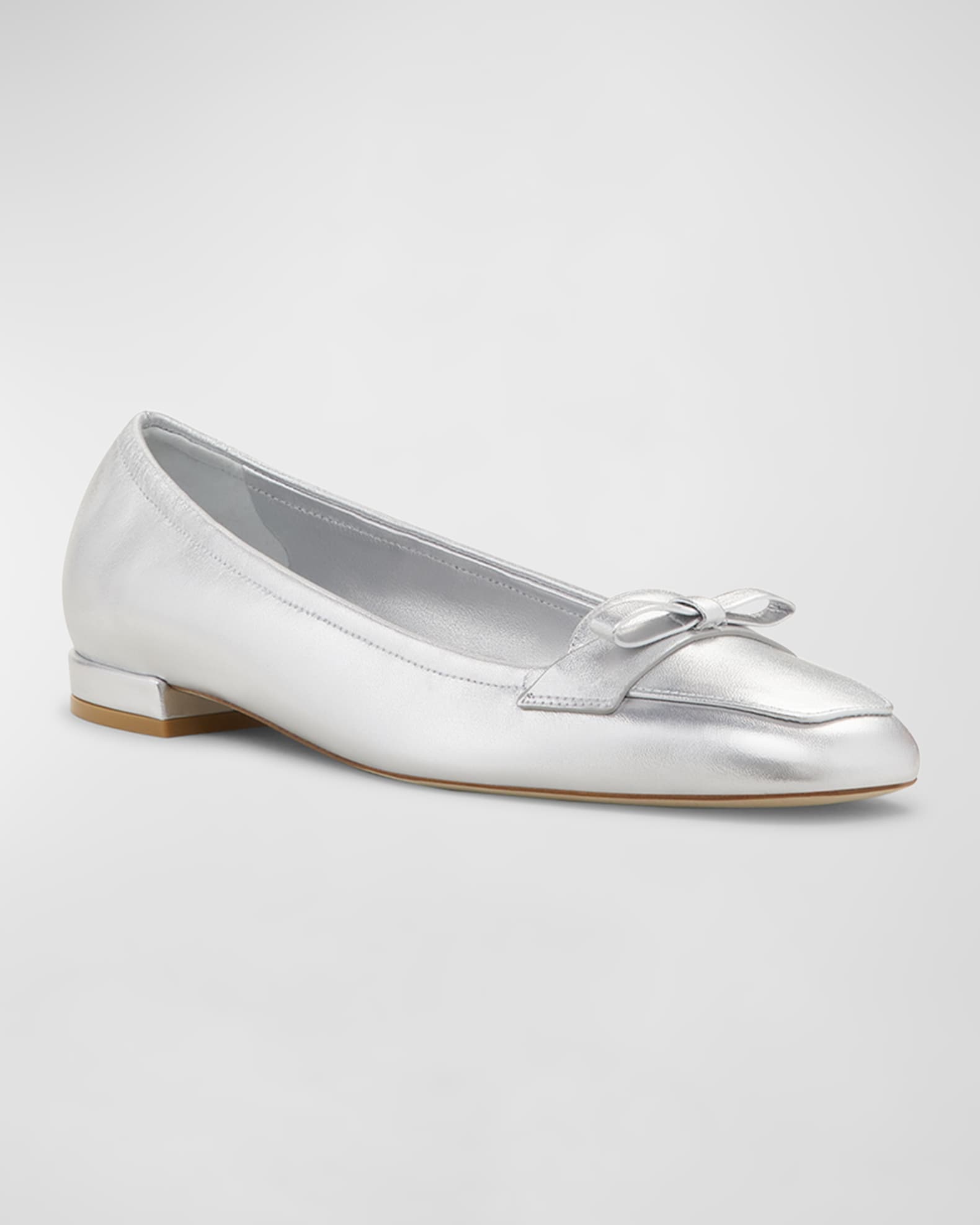 Tully Metallic Bow Ballerina Loafers 1