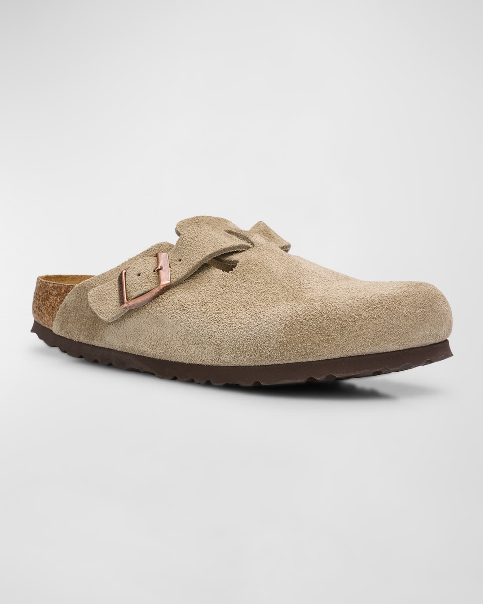 Boston Suede Buckle Slide Clogs