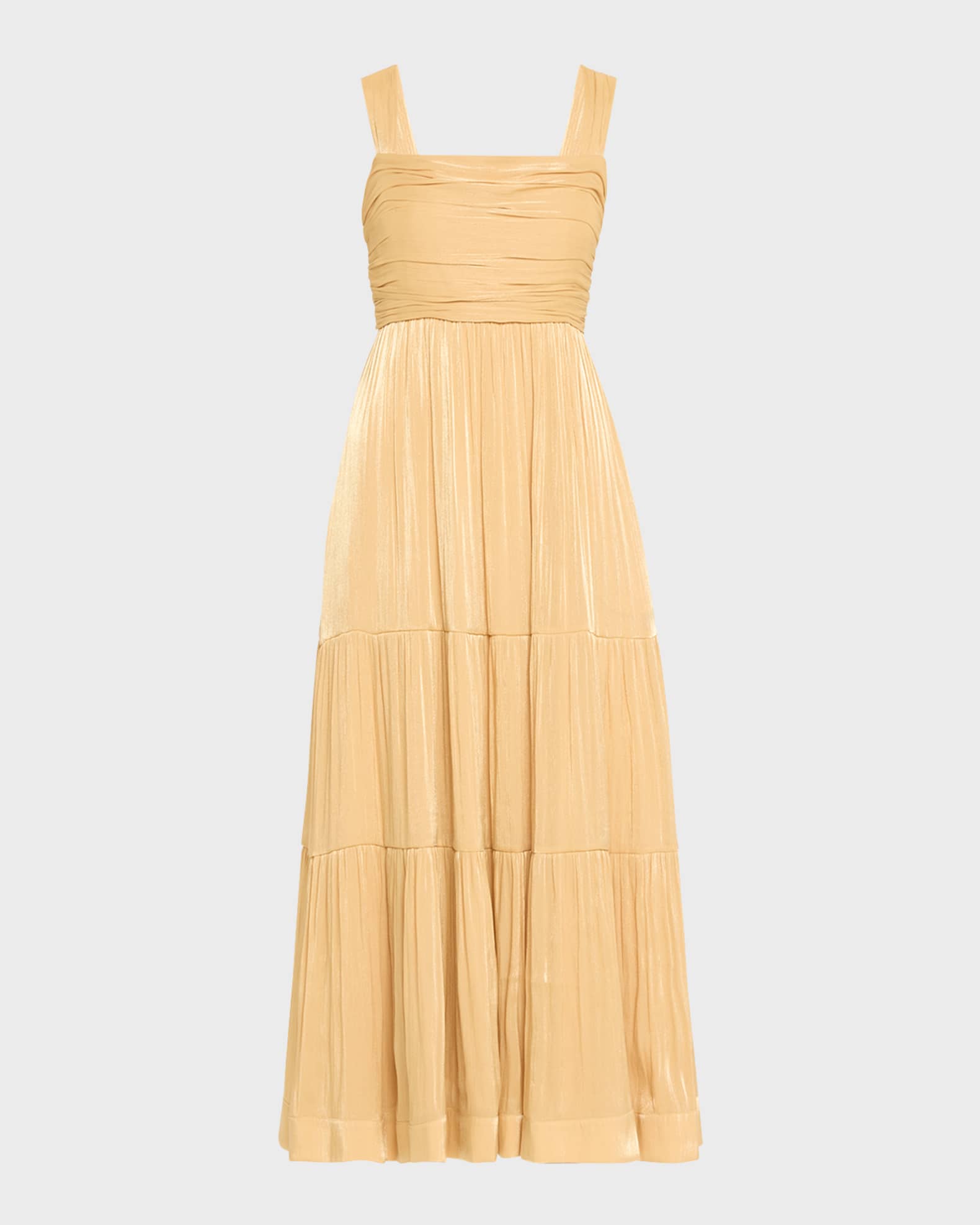 Kobi Halperin Maisie Tiered Metallic Shimmer Maxi Dress