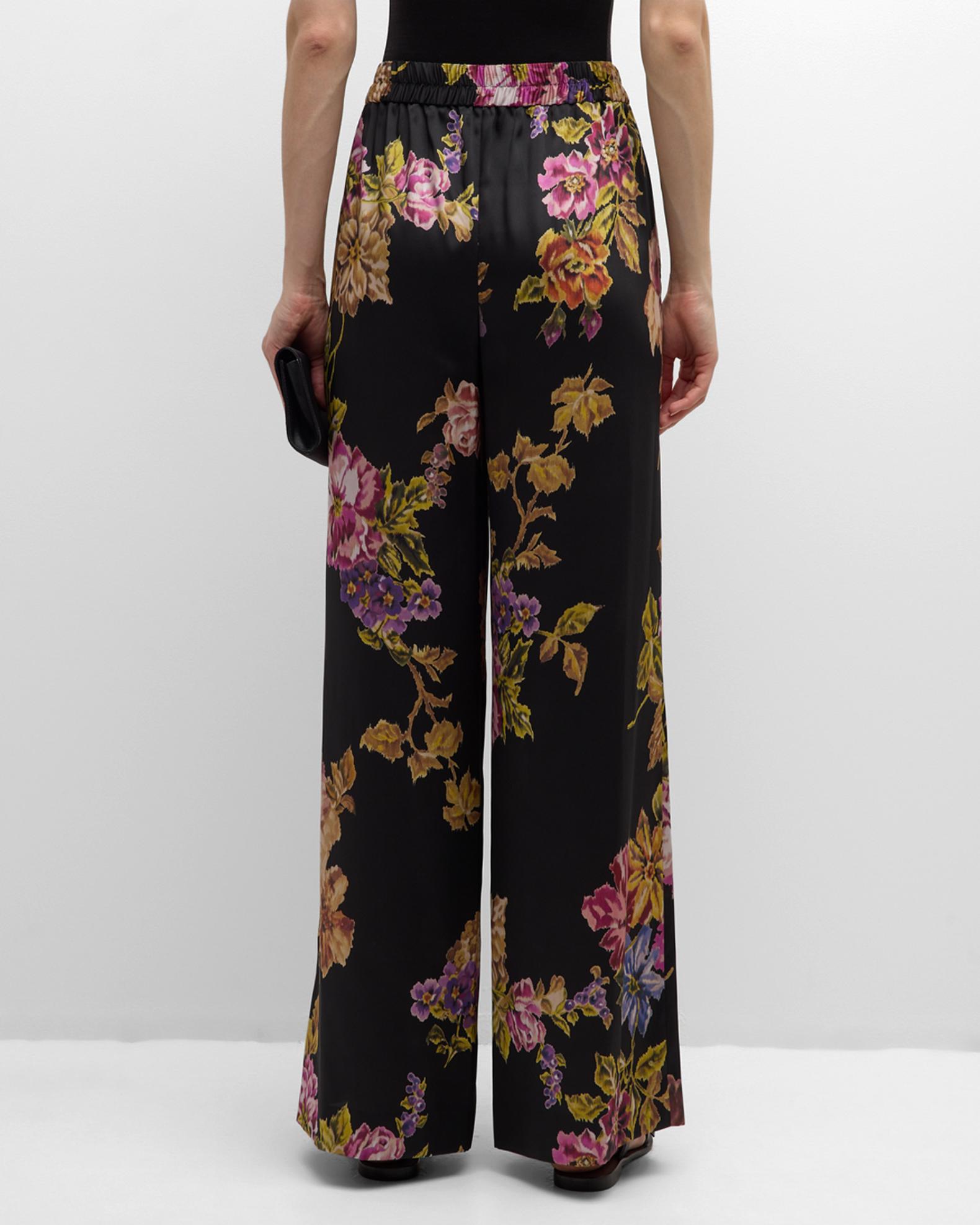 Floral Print Straight Leg Pants
