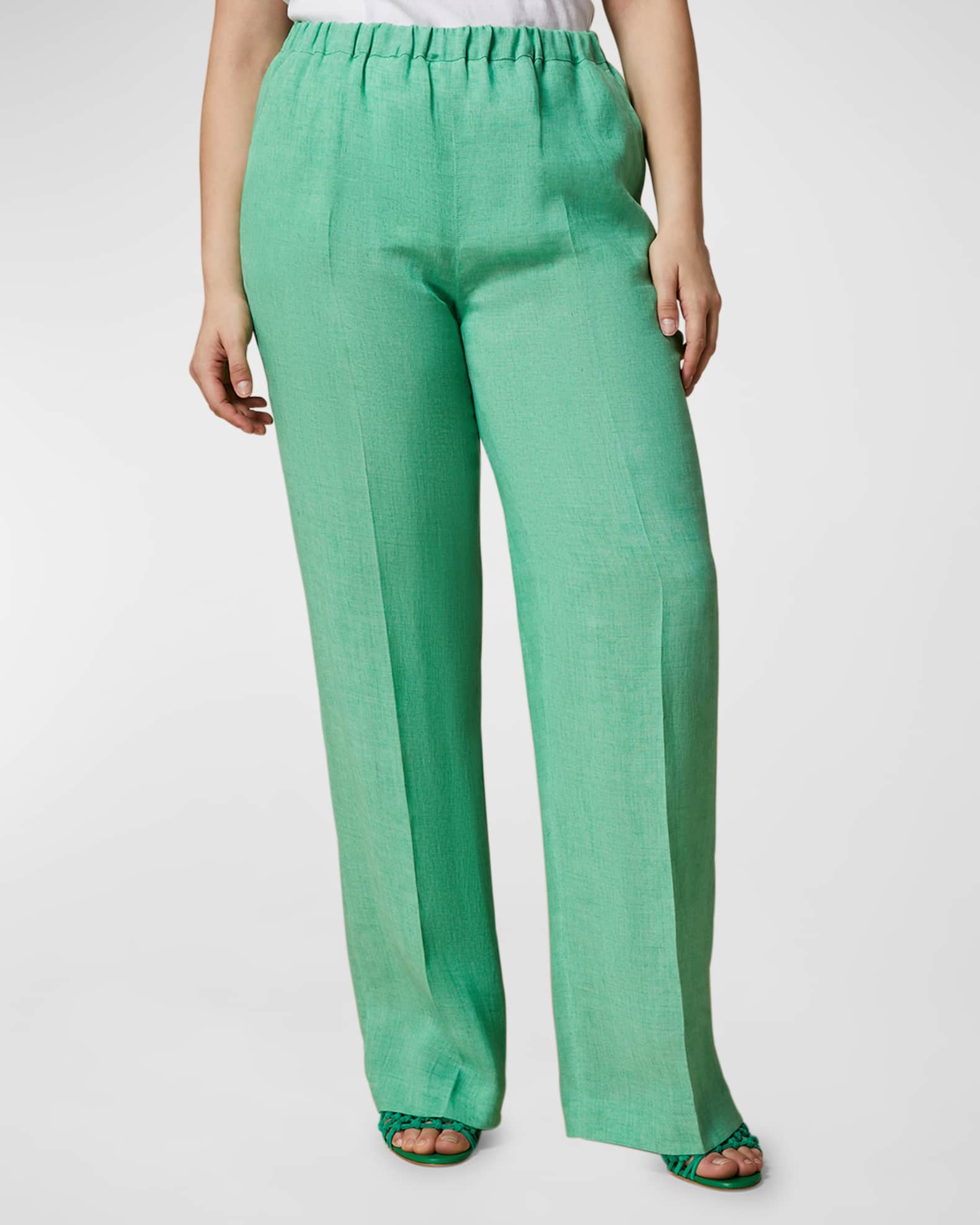 Marina Rinaldi Plus Size Rocco High Rise Linen Trousers Neiman Marcus
