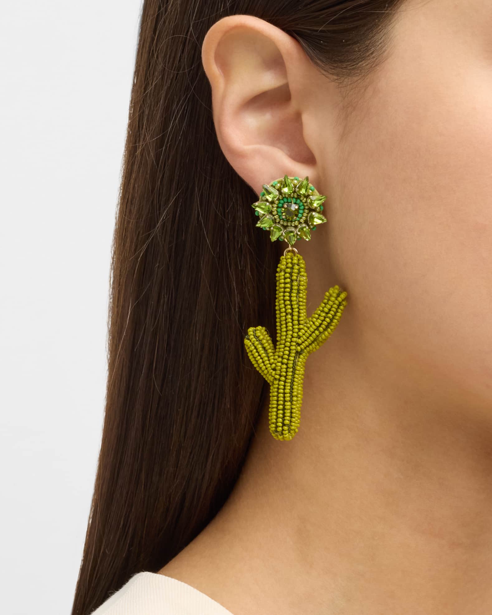 Mignonne Gavigan Lux Cactus Earrings Green Neiman Marcus