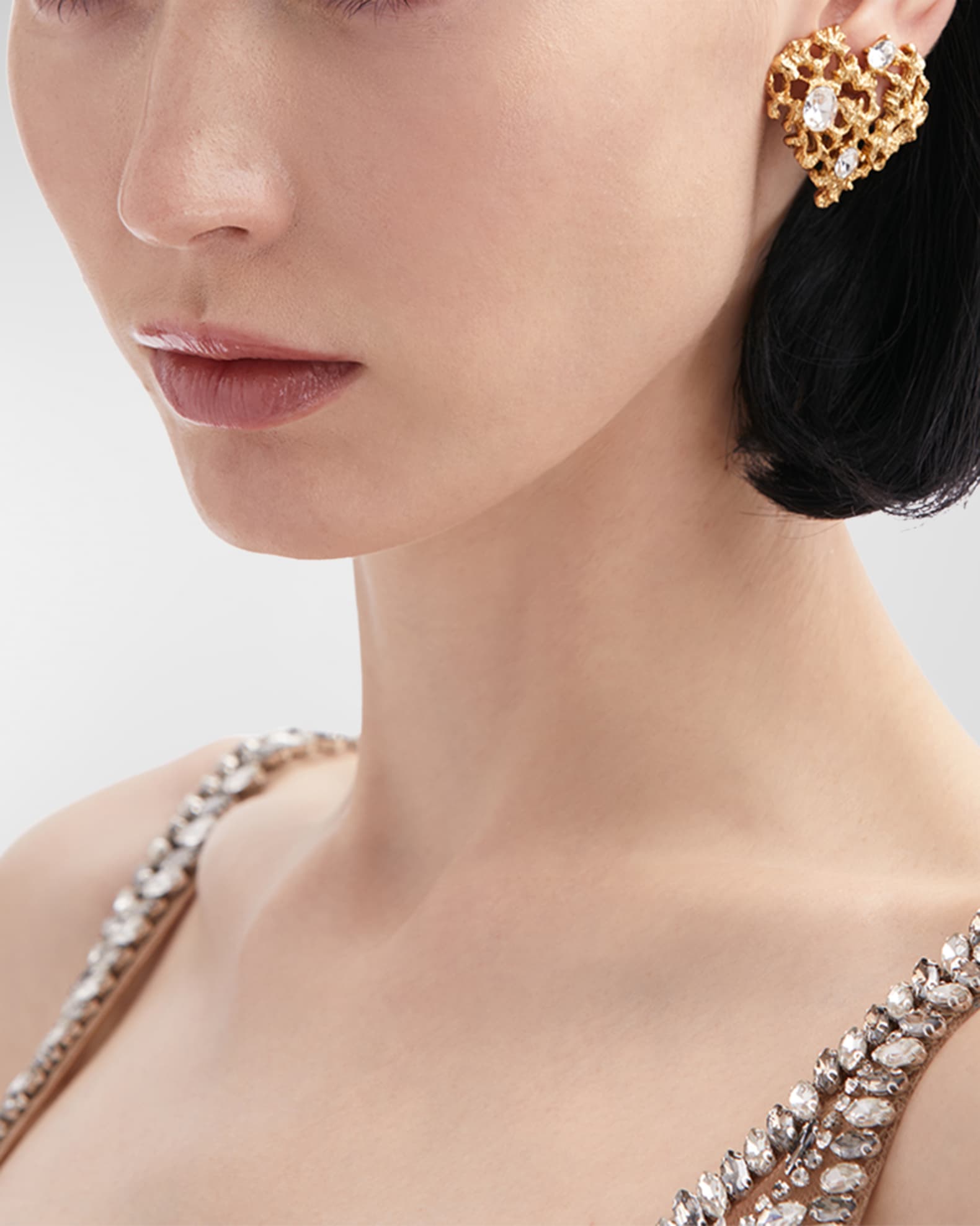Oscar de la Renta Coral Heart Earrings Neiman Marcus
