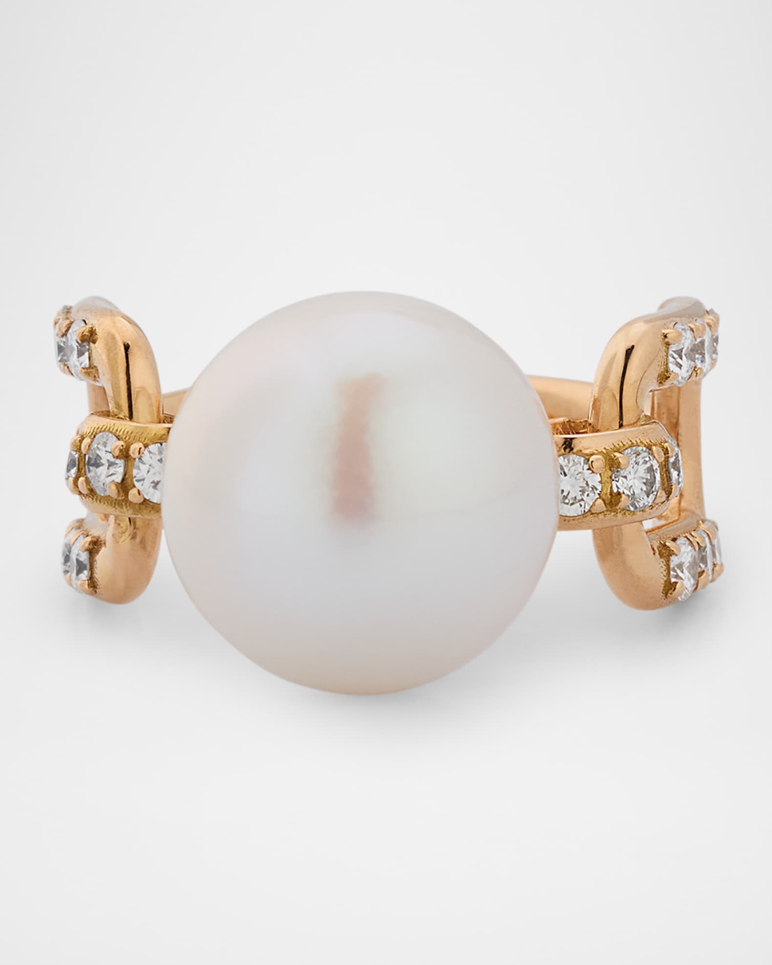 18K Rose Gold Aurum Diamond and Freshwater Pearl Ring 0