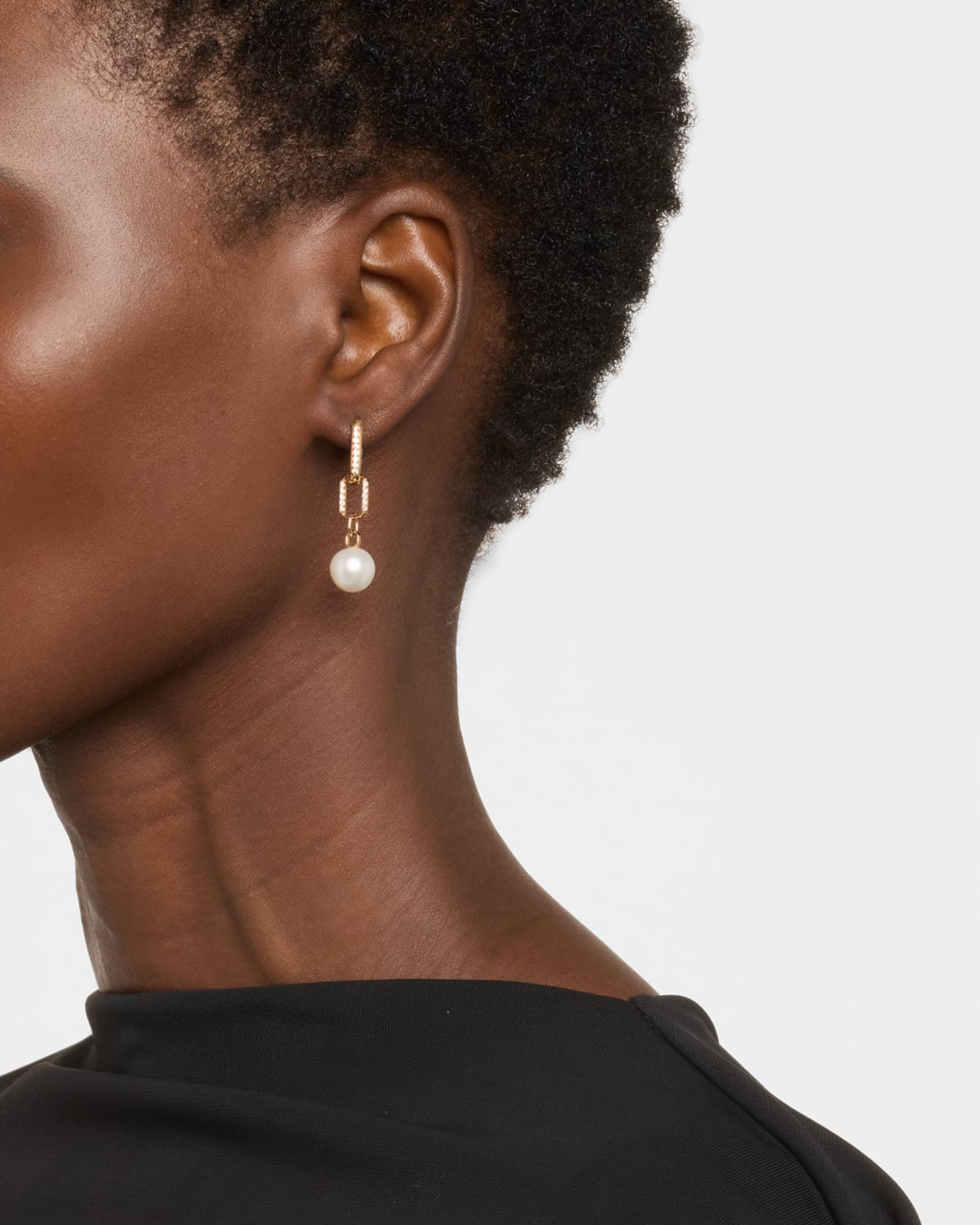 Aurum 18K Rose Gold Diamond and Freshwater Pearl Drop Earrings 1