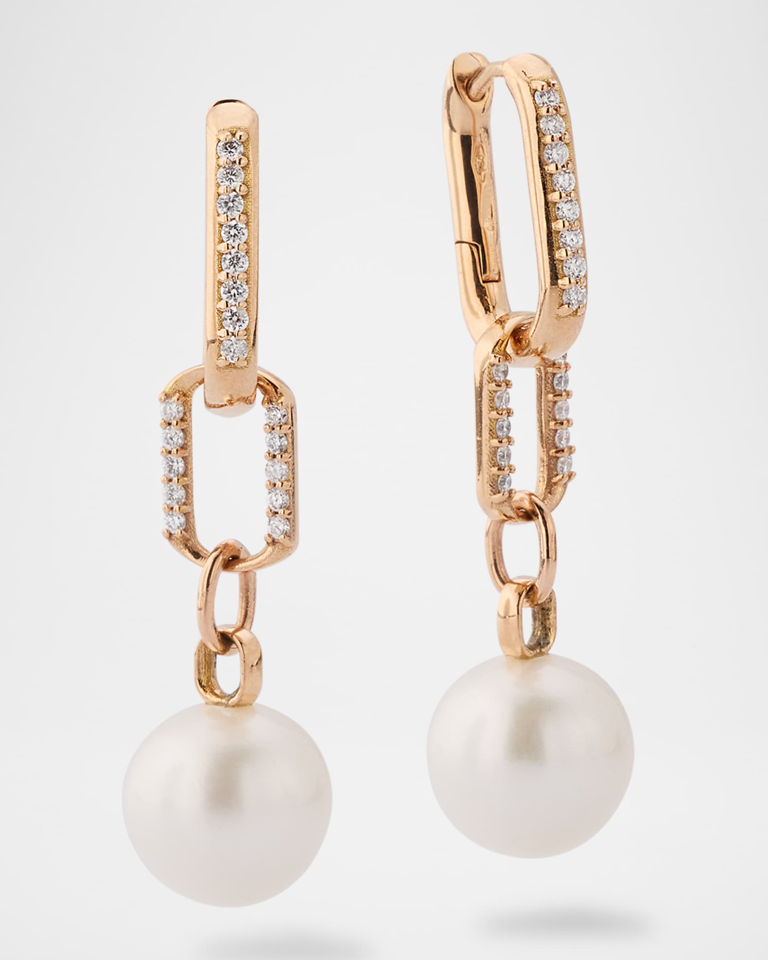 Aurum 18K Rose Gold Diamond and Freshwater Pearl Drop Earrings 0