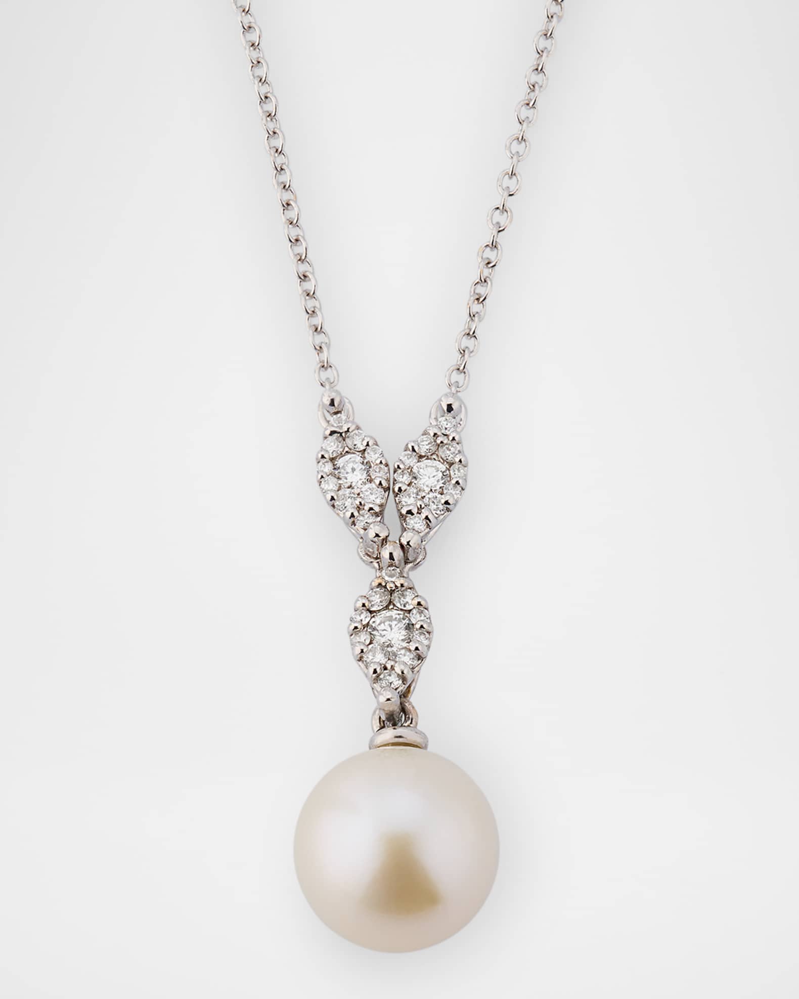 18K White Gold My Song Diamond and Freshwater Pearl Pendant Necklace 0