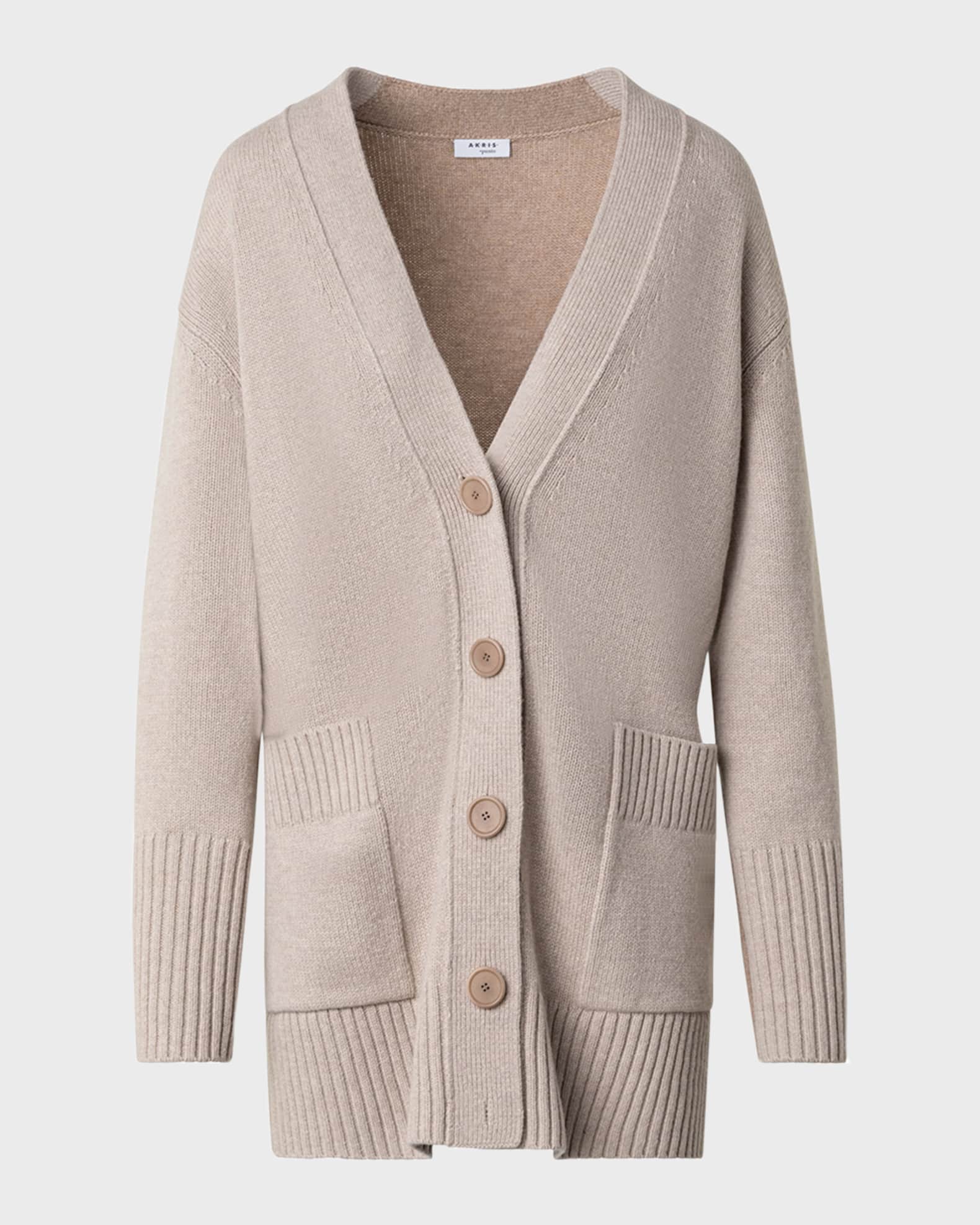Cashmere Blend Long Button Front Cardigan