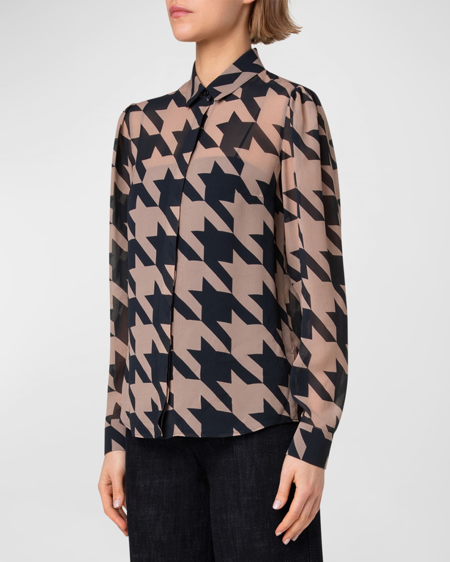 Patch Print Button Front Blouse With Back Button main image 1