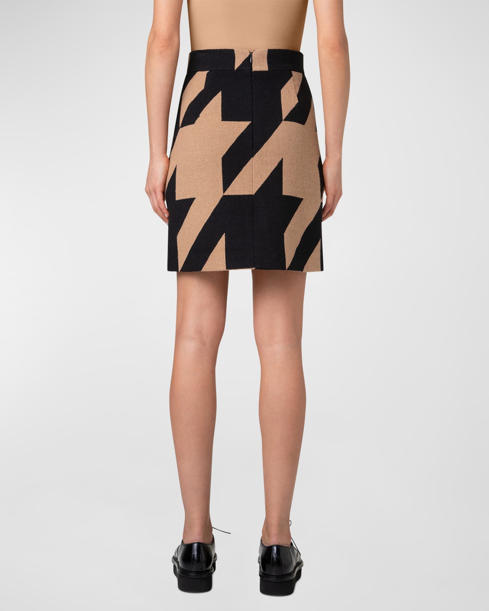 Akris punto XL Houndstooth Wool Blend Jacquard Skirt Neiman Marcus