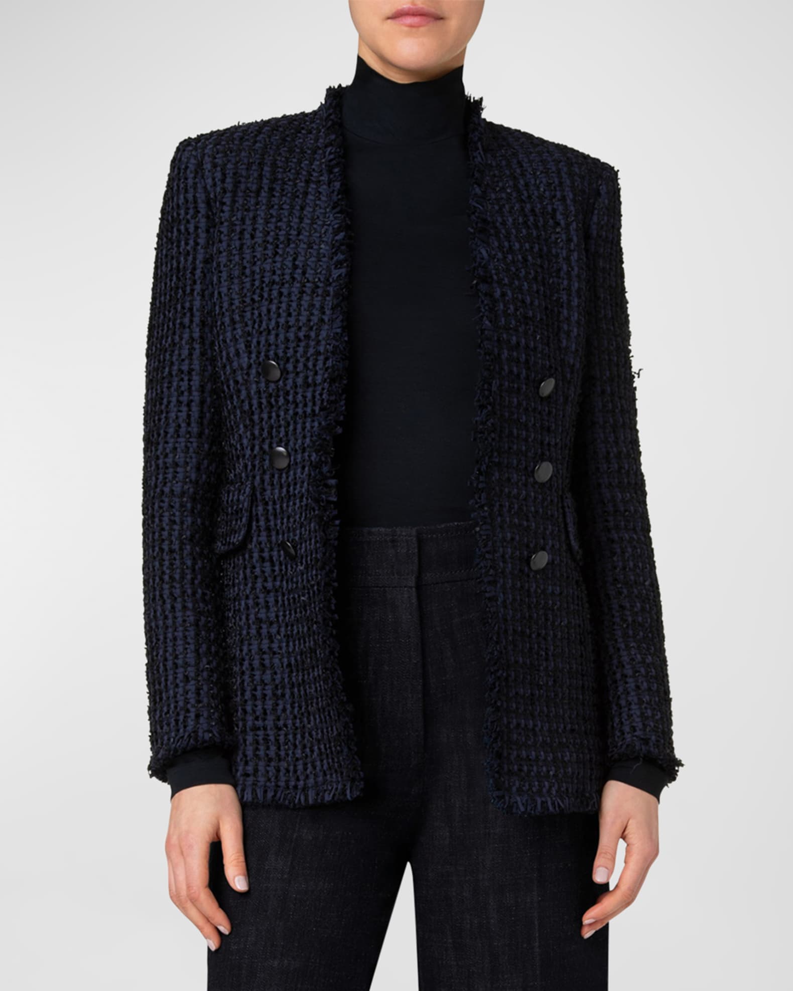 Akris punto Chunky Tweed Fringe Jacket Neiman Marcus