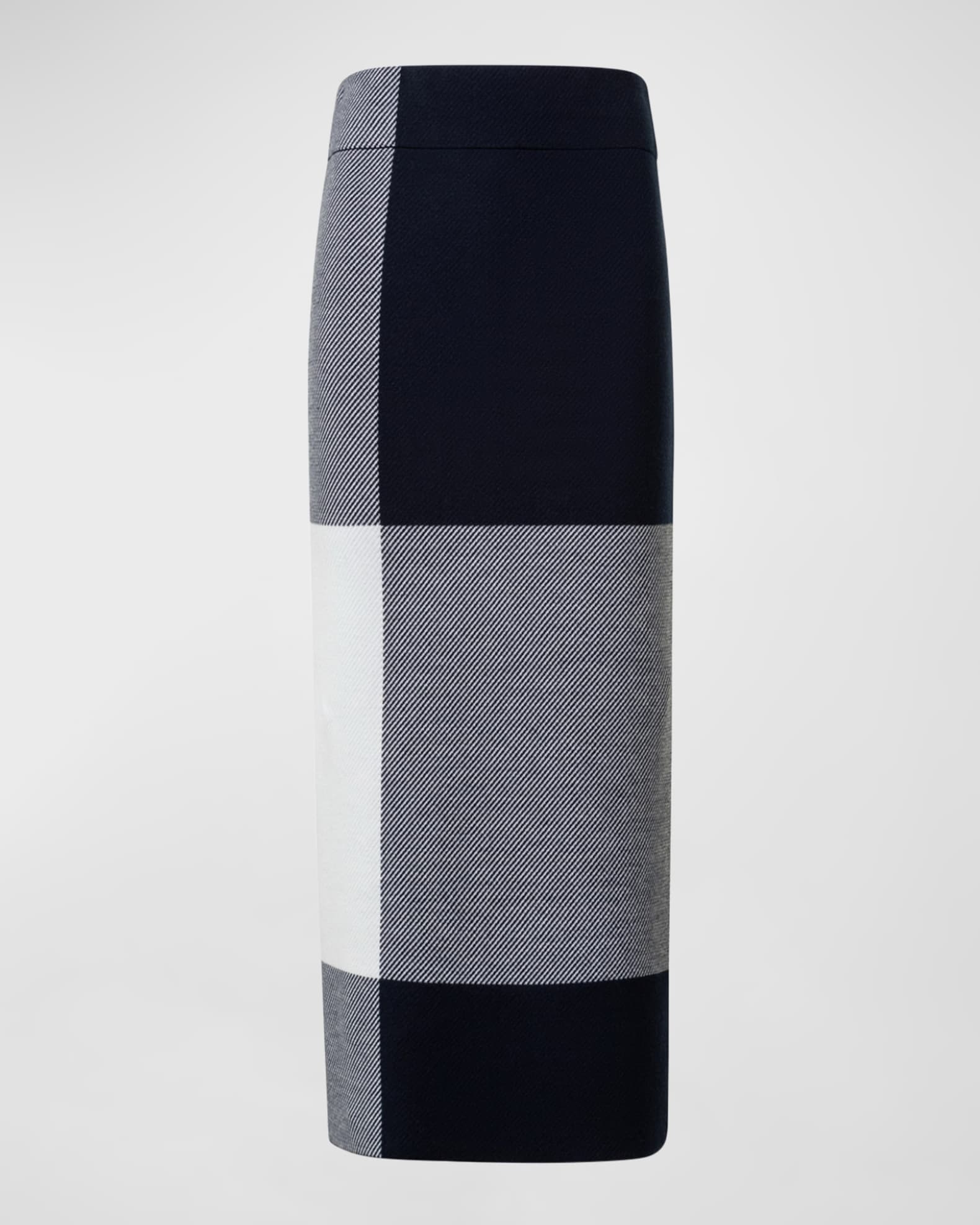 XL Gingham Wool Midi Skirt 0