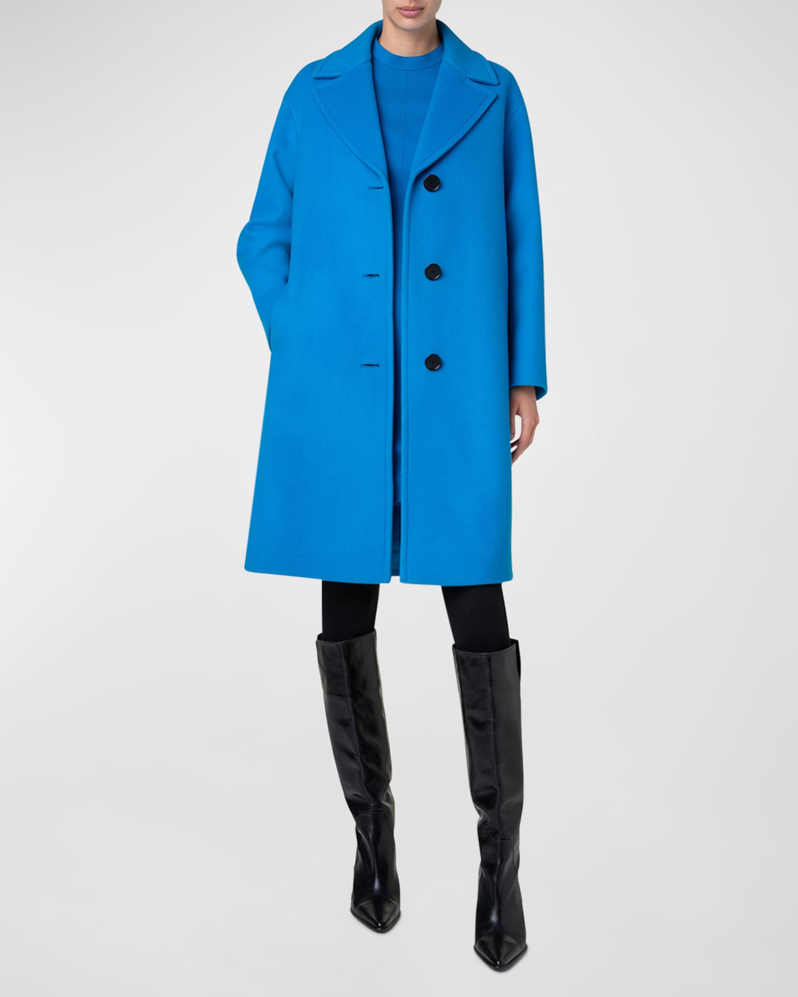 Akris punto Straight Wool Coat Neiman Marcus