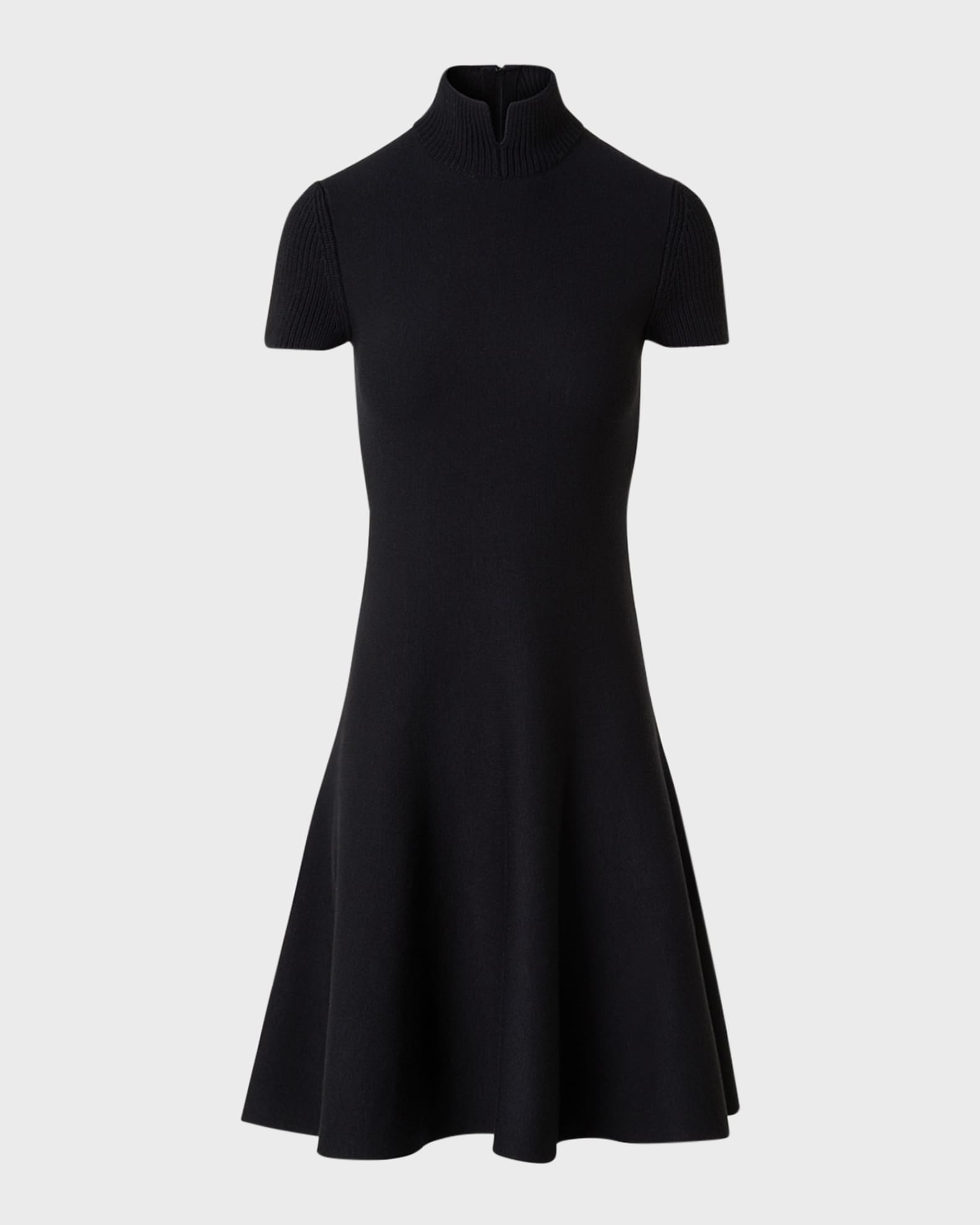 Short Mock-Neck Ribbed Wool Dress 0