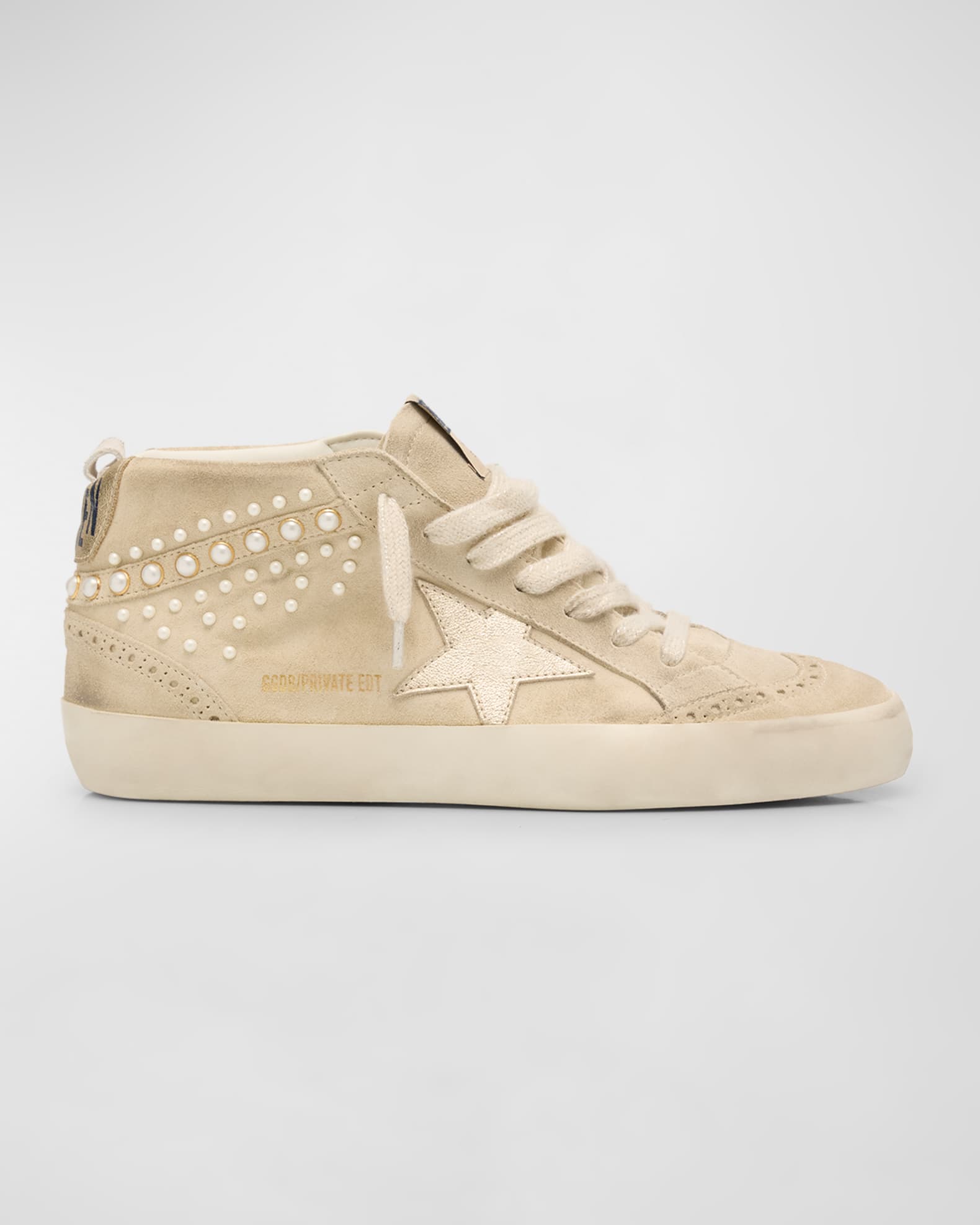 Golden Goose Midstar Suede Pearly Wing-Tip Sneakers