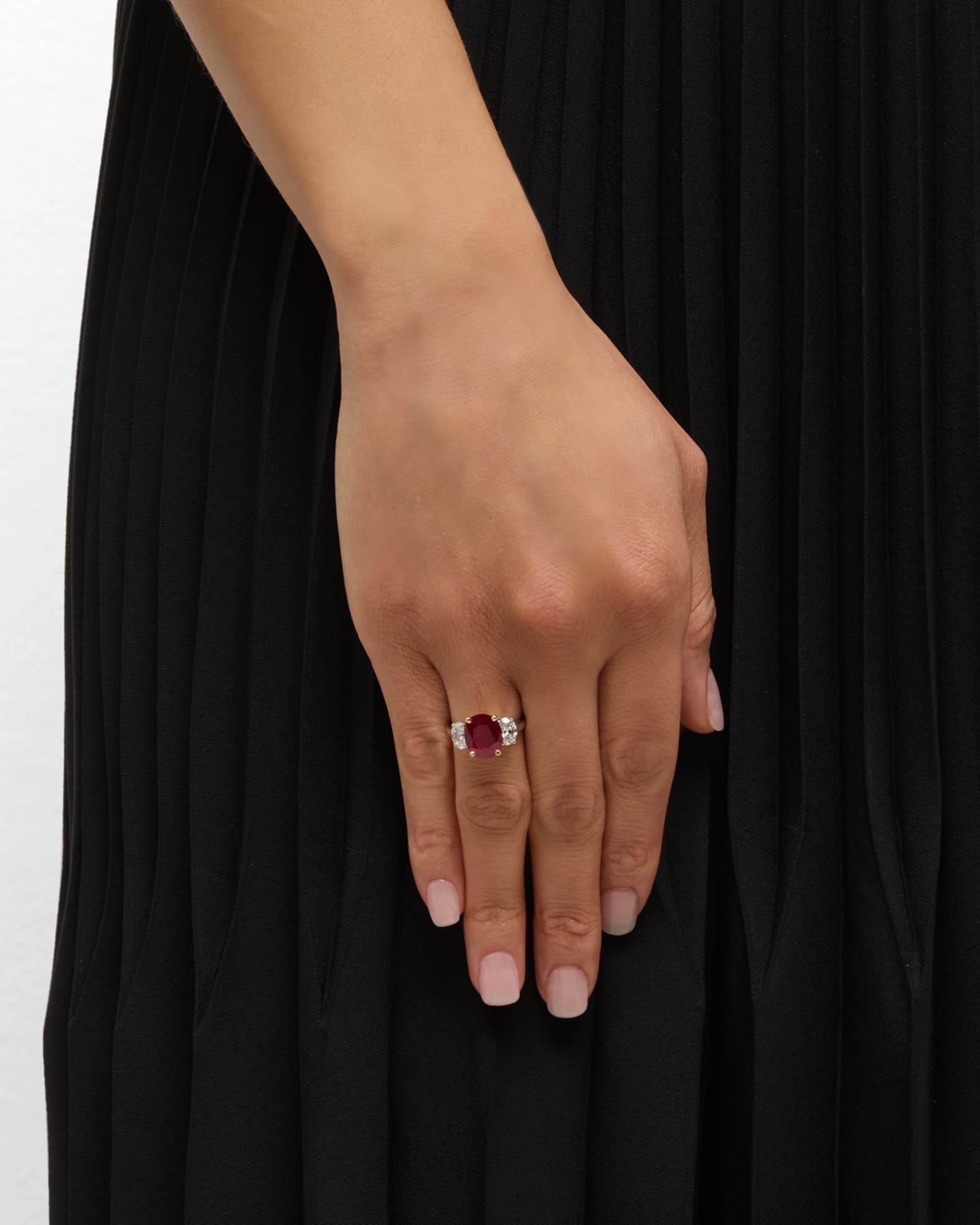 Estate Oscar Heyman Platinum and 18K Yellow Gold Burma Ruby and Diamond Ring, Size 6.25 1