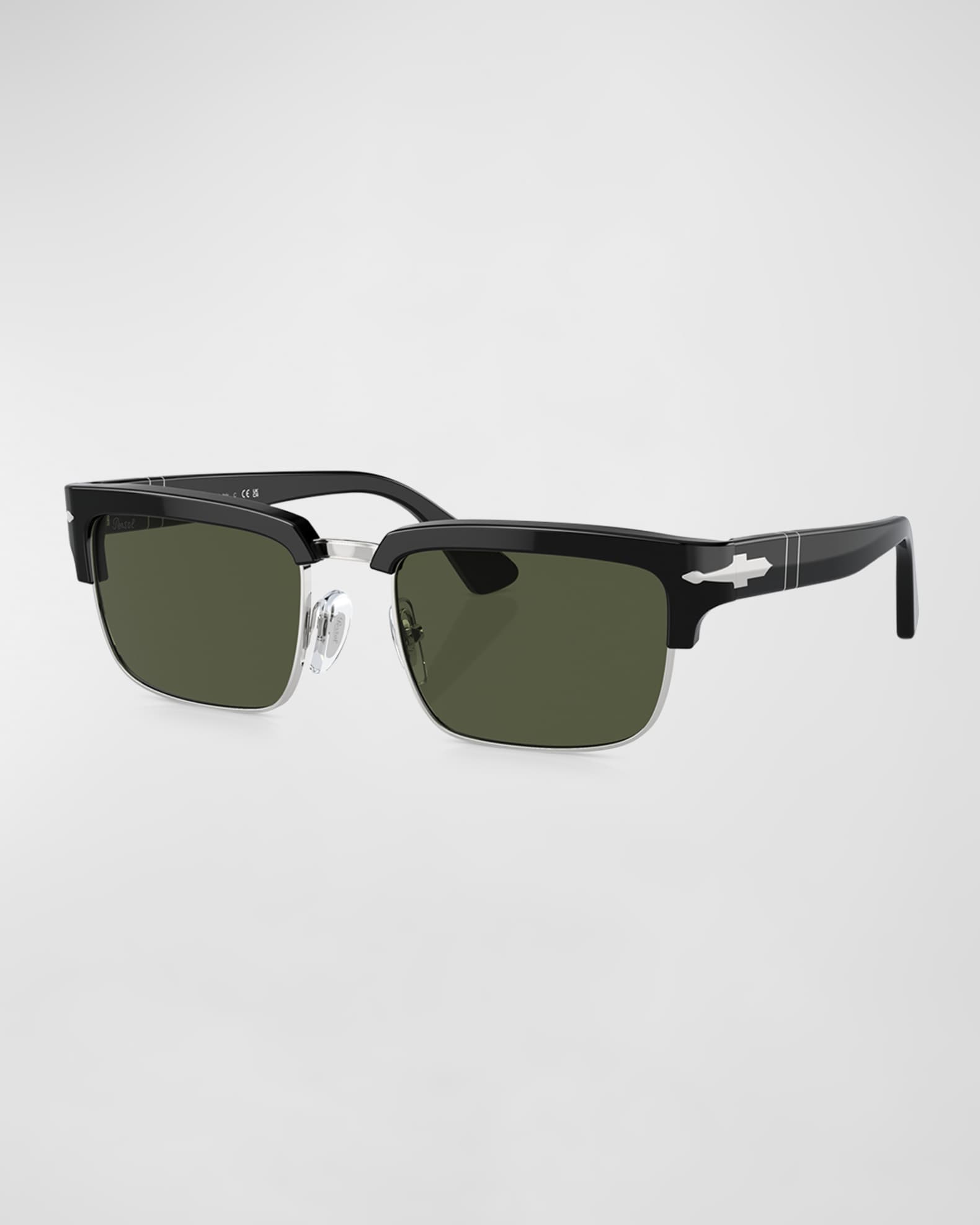 Persol Men s Adrien Acetate Rectangle Sunglasses Black Green