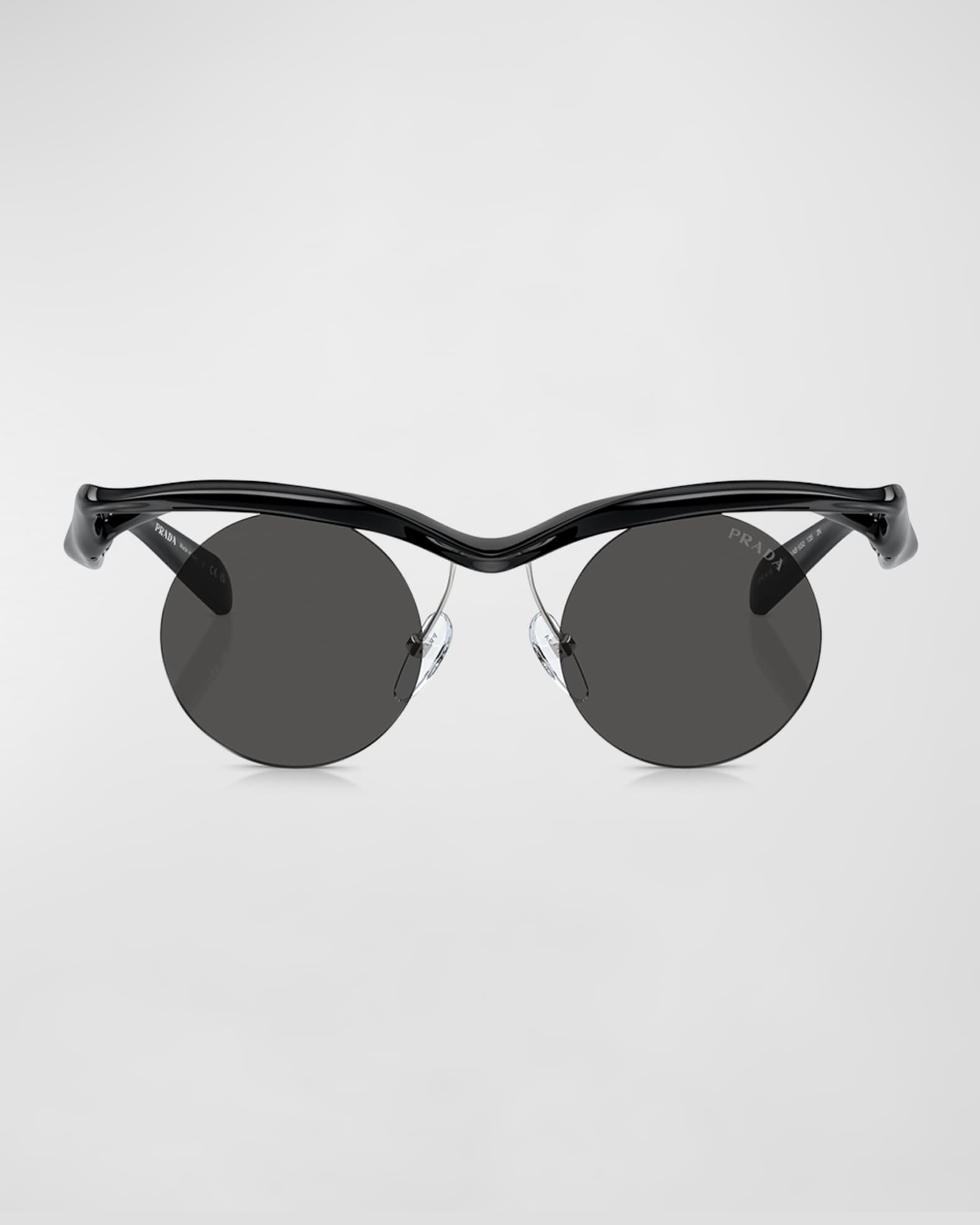 Prada Men s Rimless Plastic Round Sunglasses Neiman Marcus