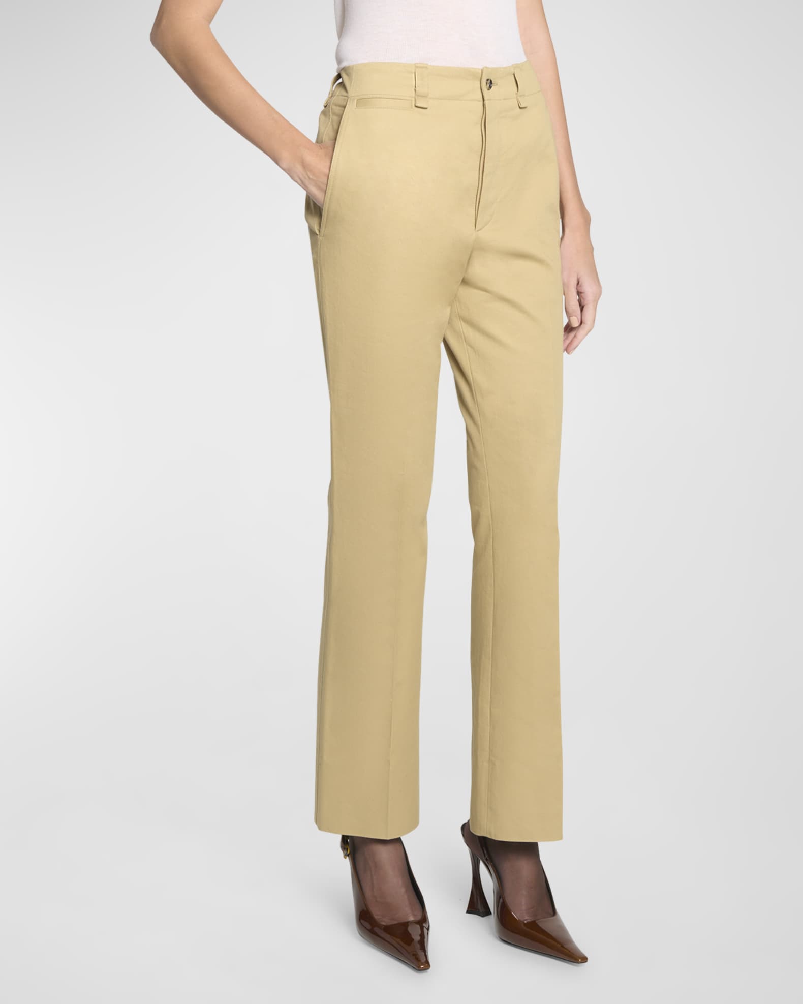 Mid-Rise Straight-Leg Ankle Cotton Pants 1