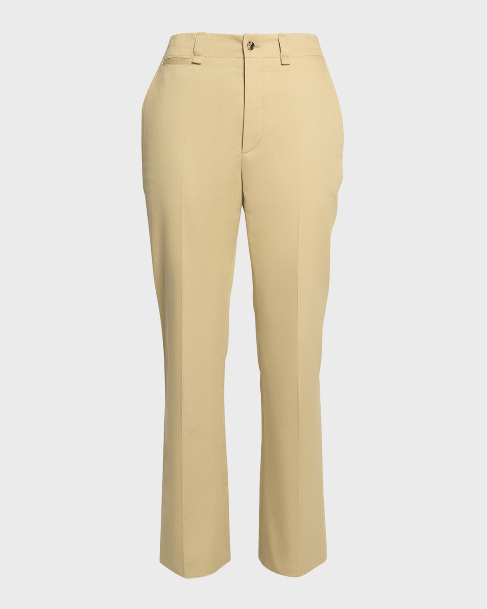 Mid-Rise Straight-Leg Ankle Cotton Pants 0