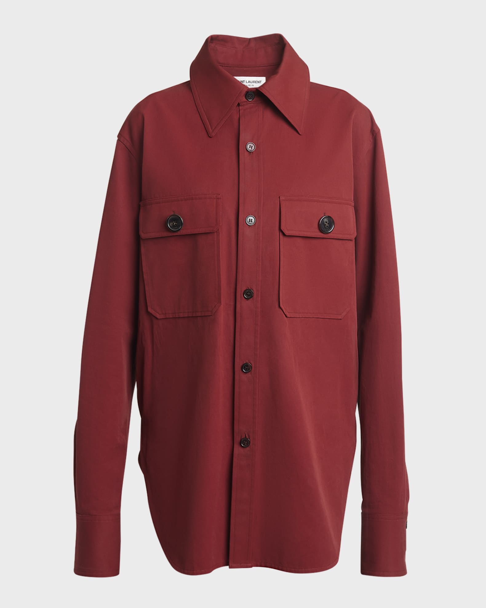 Saint Laurent Chest-Pocket Collared Cotton Shirt