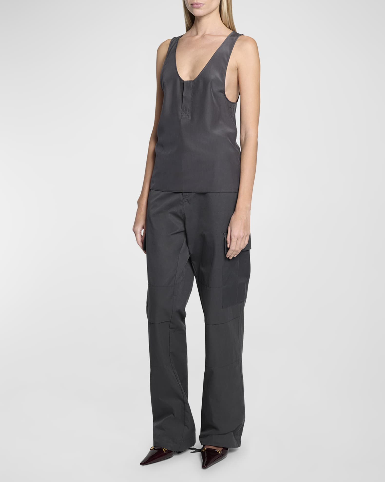 Tシャツ・カットソー SAINT LAURENT Black Silk Tank-Top 0400021559066_BLACK?wid=600&