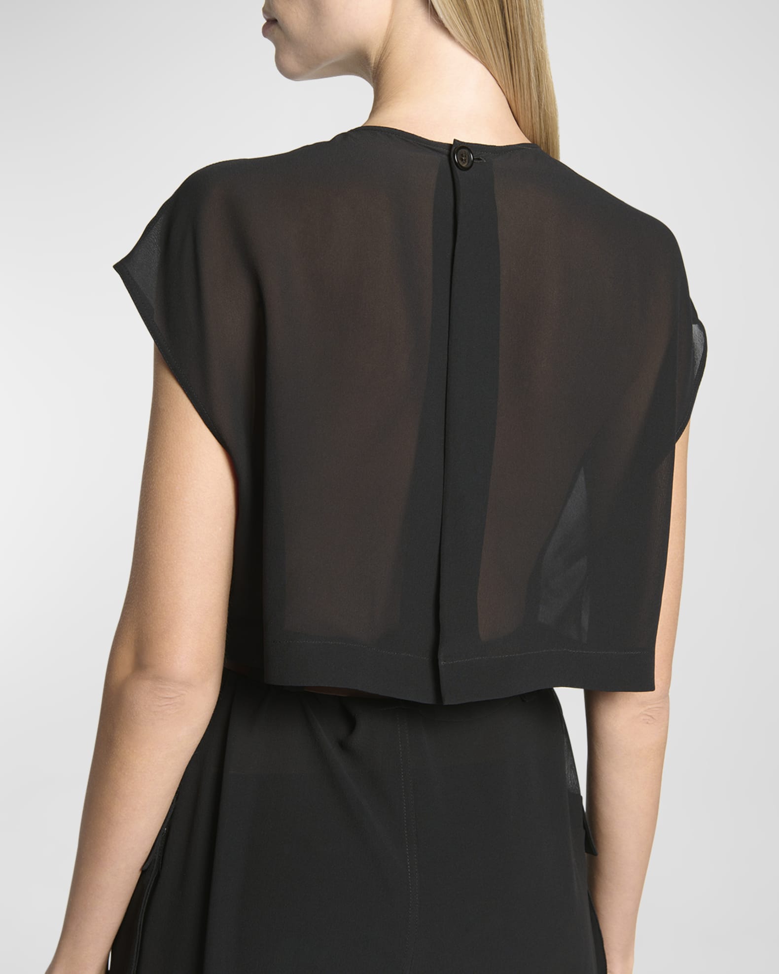 Saint Laurent Combinaison Sleeveless Belted Silk Chiffon