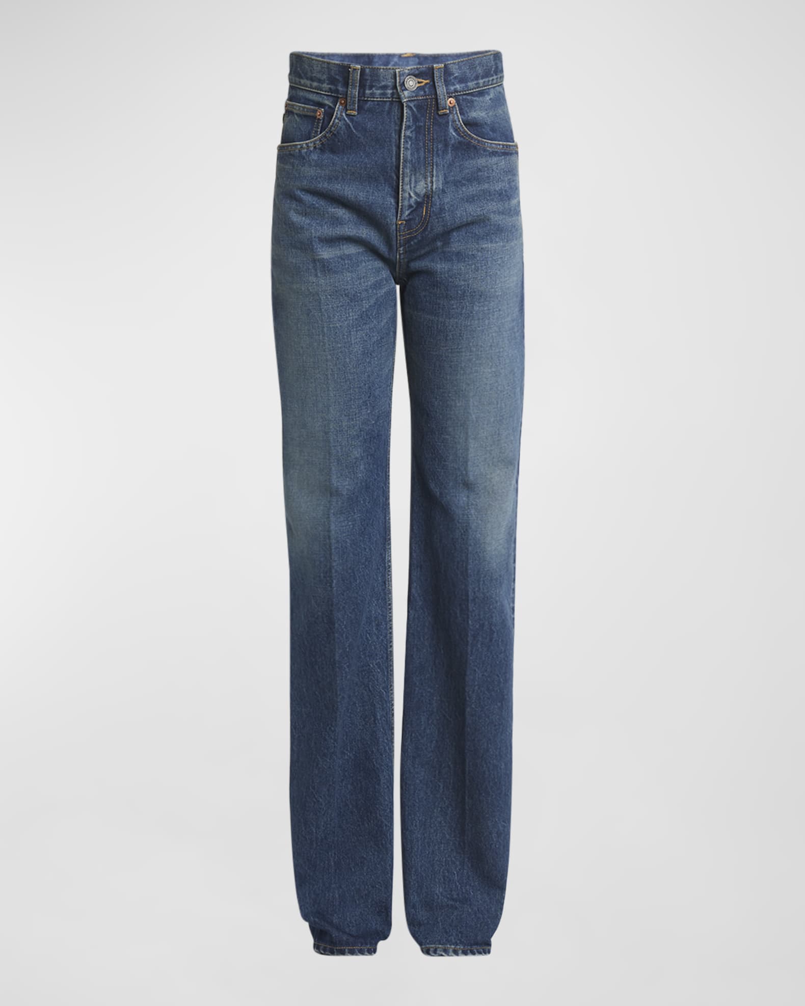 Saint Laurent Neo Clyde High-Rise Straight-Leg Jeans