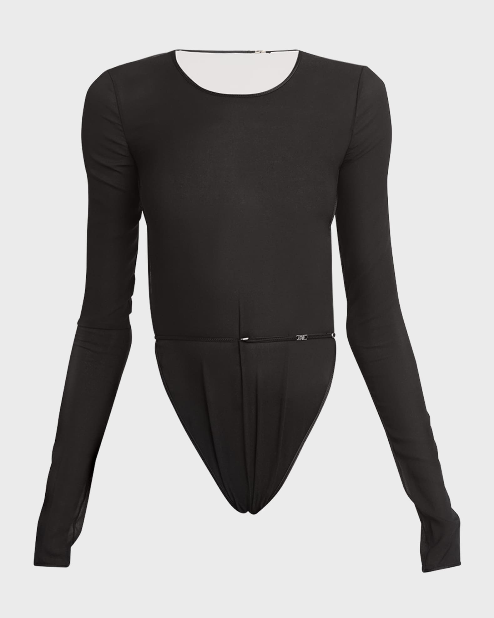 Saint Laurent Long-Sleeve Backless Bodysuit