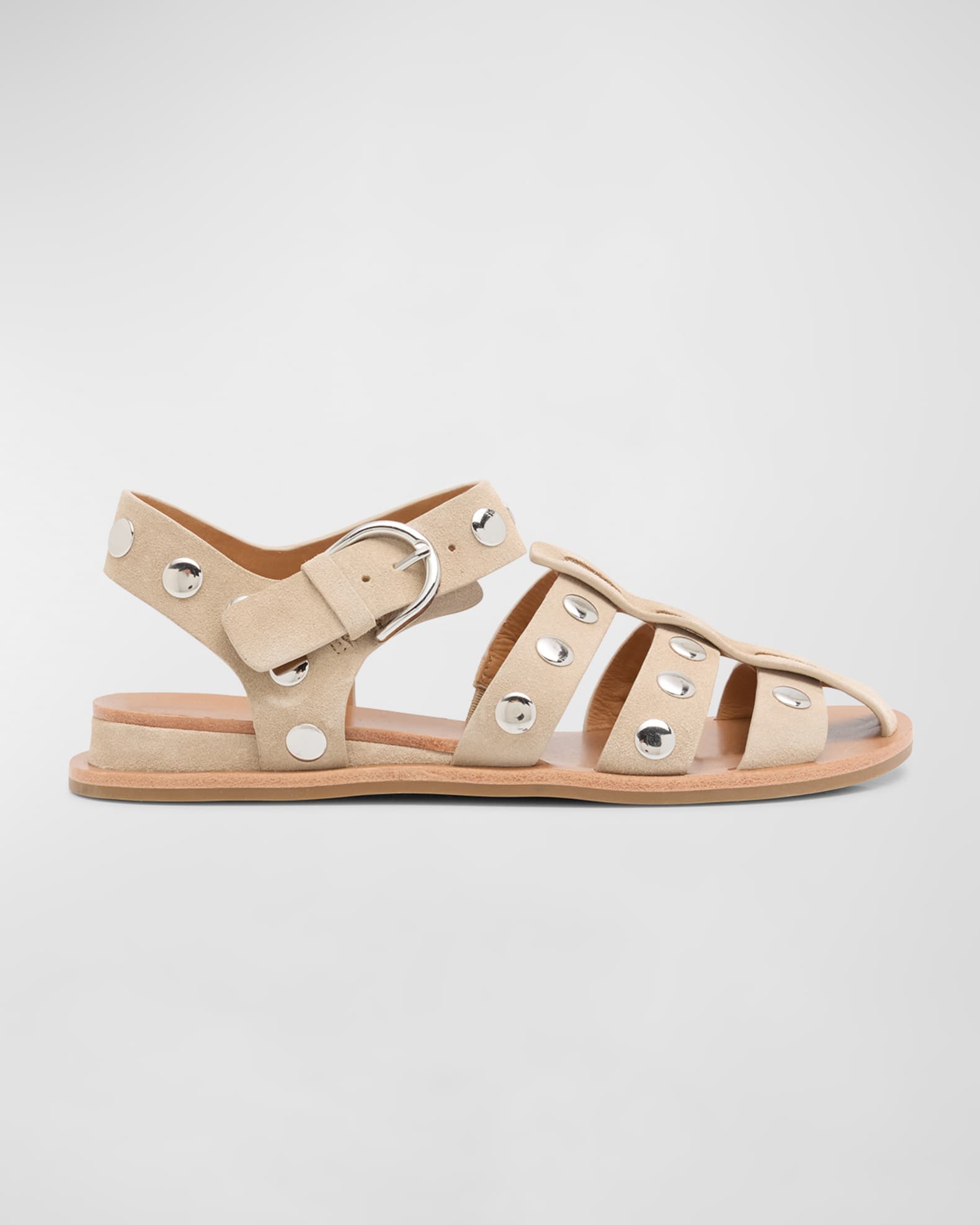 Rag Bone Beau Studded Suede Fisherman Sandals Lightsands