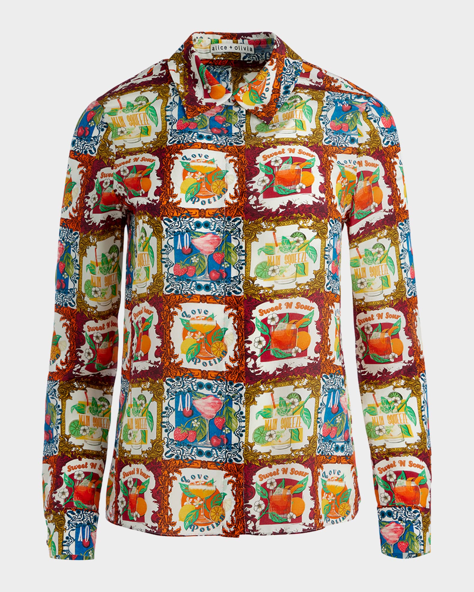 Alice + Olivia A Summer Day Willa Placket Top