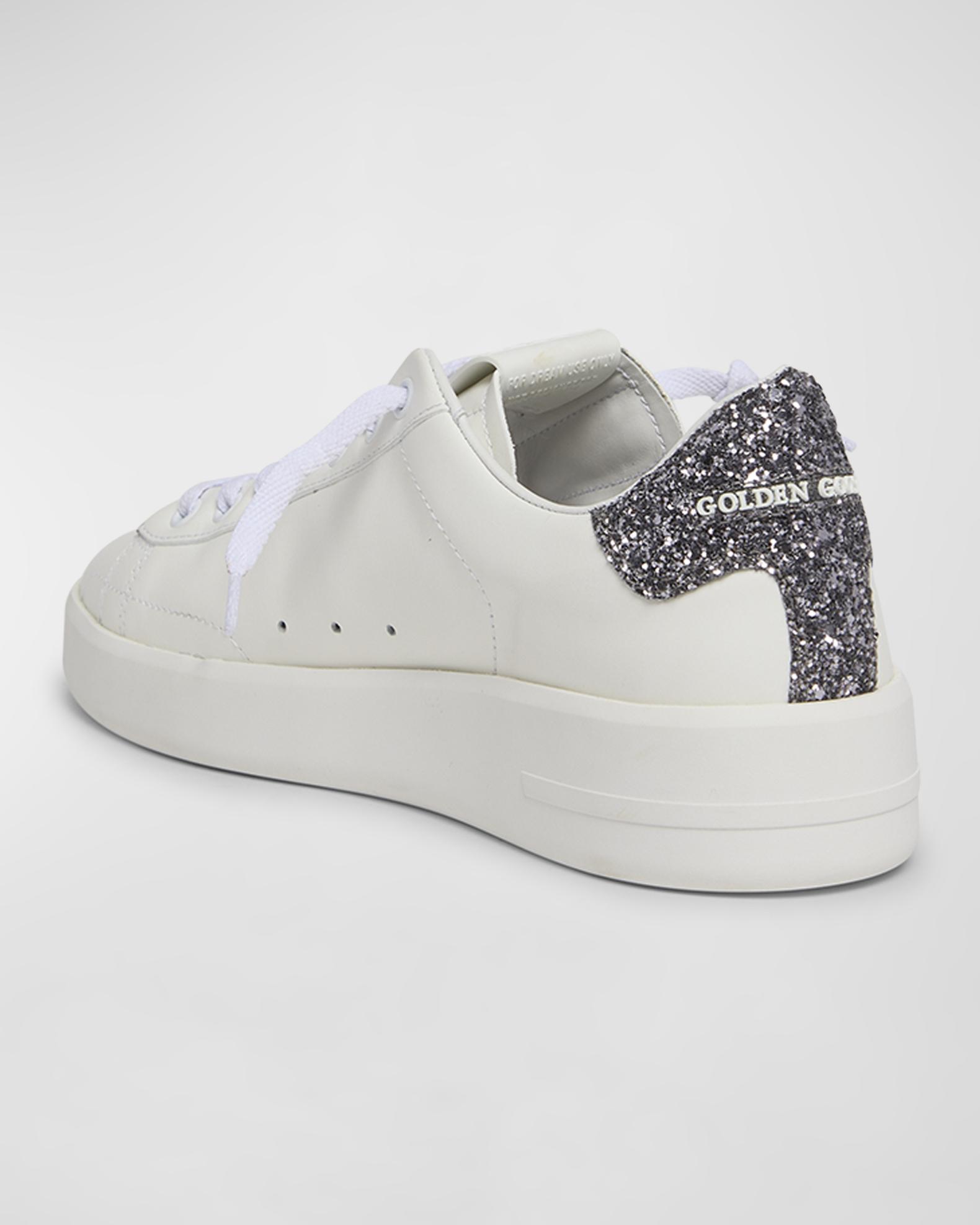 Golden Goose Purestar Leather Glitter Low-Top Sneakers | Neiman Marcus