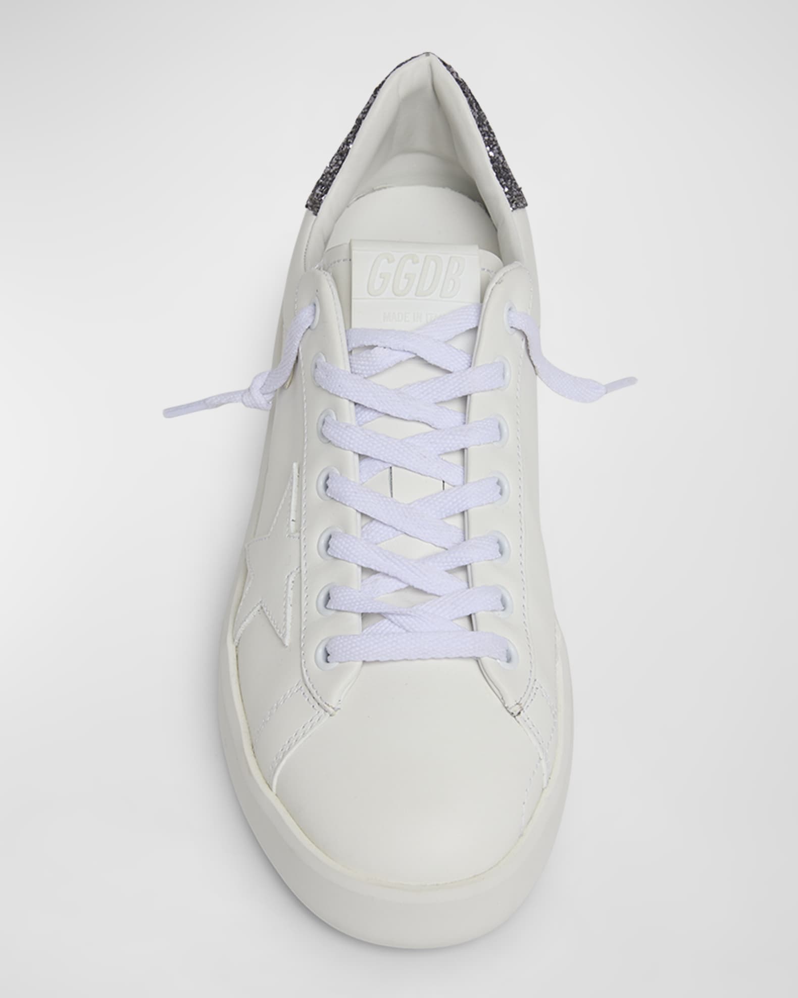 Golden Goose Purestar Leather Glitter Low-Top Sneakers | Neiman Marcus