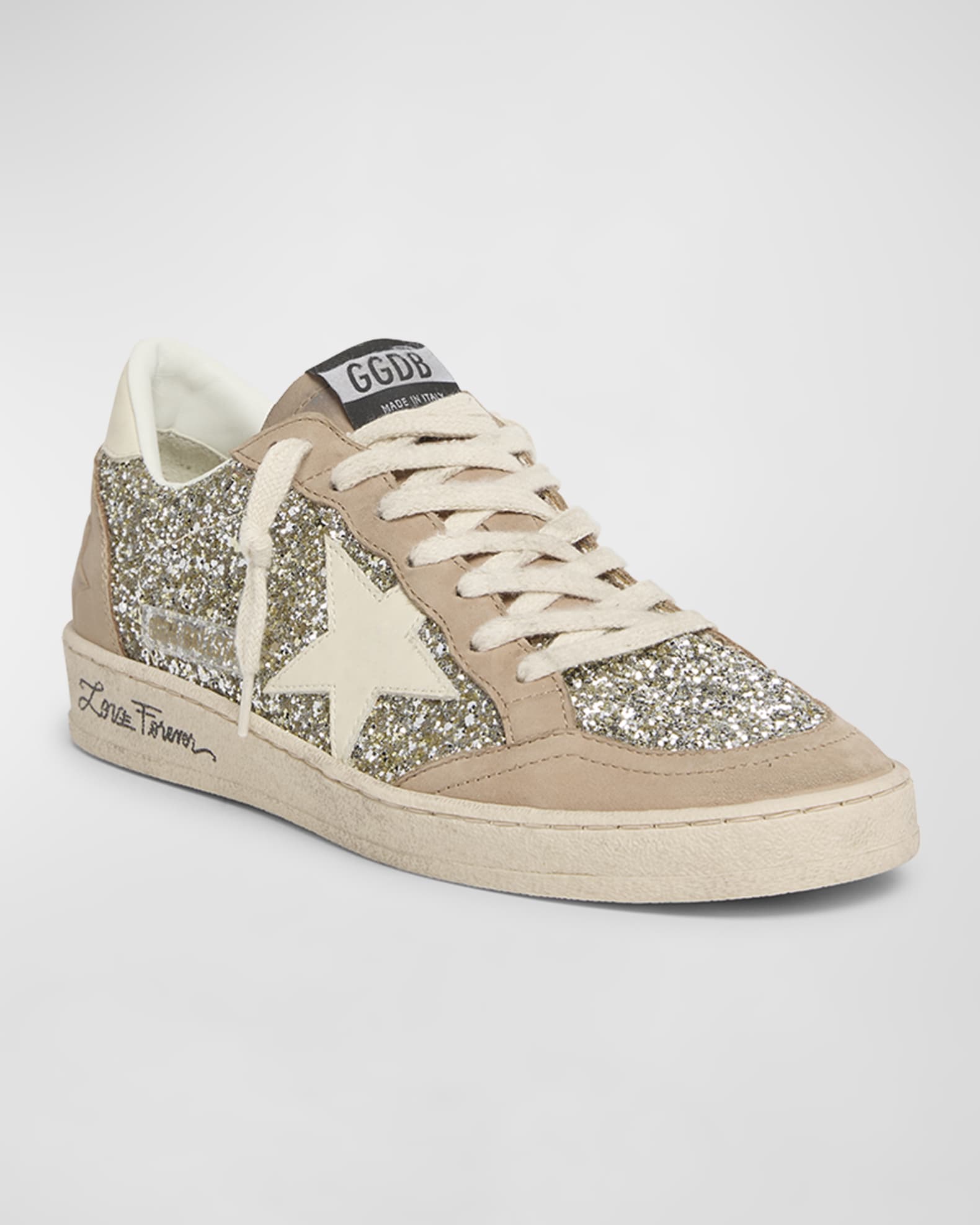 Golden Goose Ballstar Glitter Suede Low-Top Sneakers
