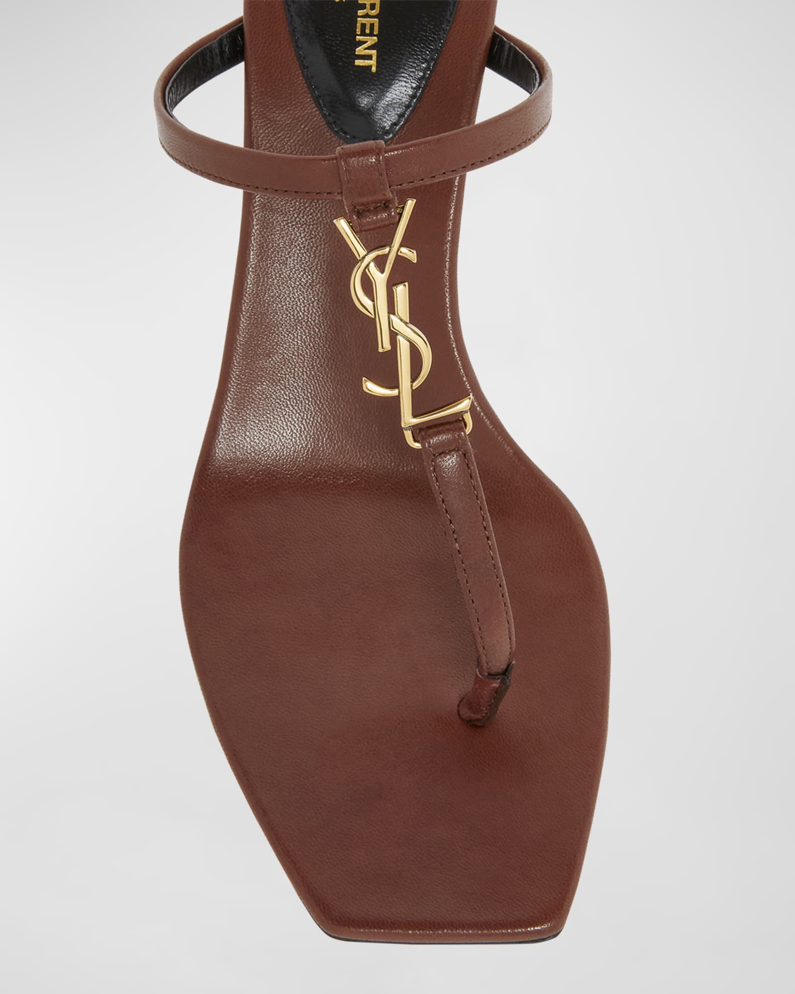 Saint Laurent Cassandra Leather YSL Thong Mule Sandals