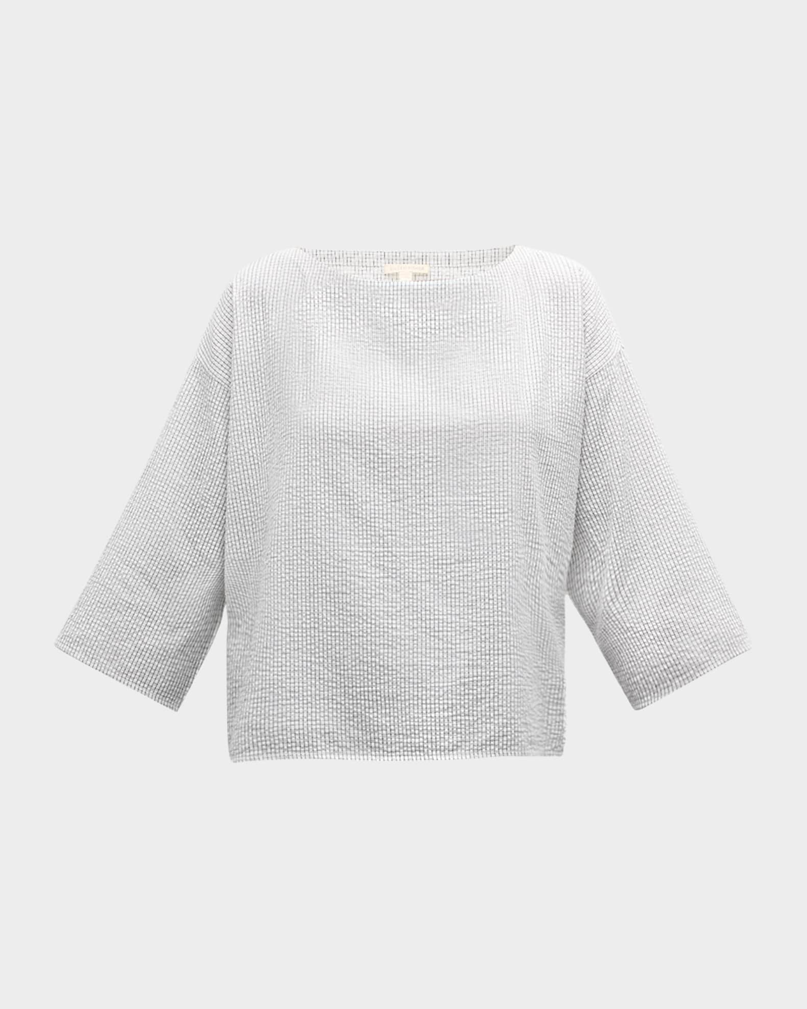 Eileen Fisher Ripple Grid Organic Cotton Top Neiman Marcus