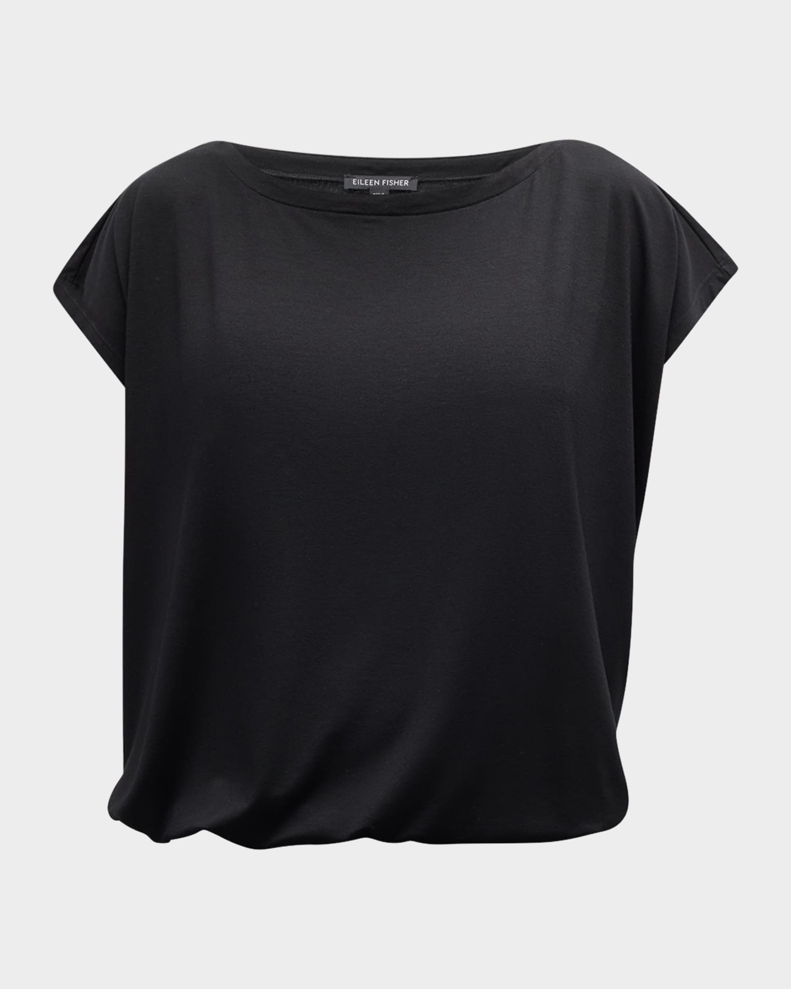 Eileen Fisher Scoop Neck Drawstring Jersey Top Neiman Marcus