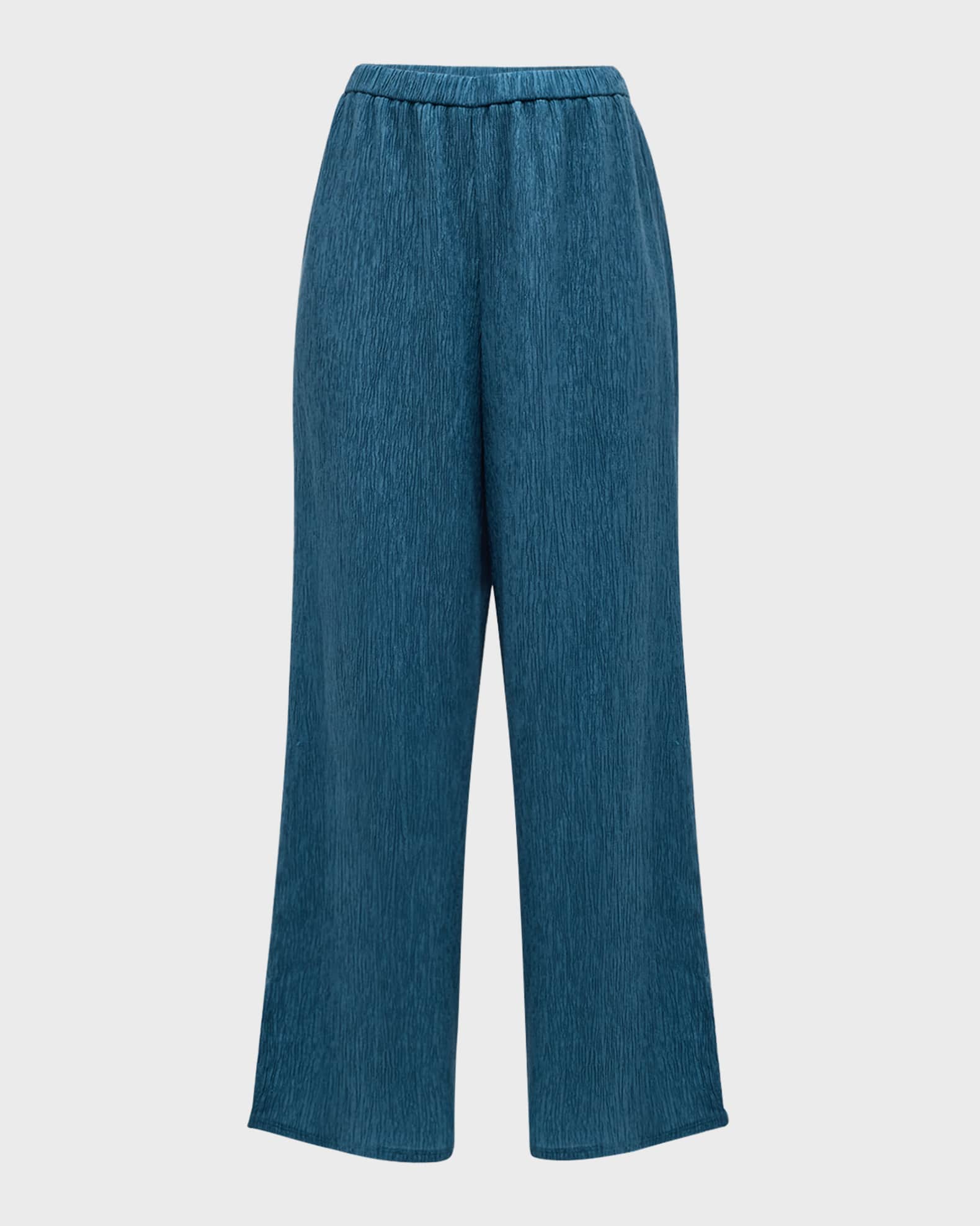 Eileen Fisher Cropped Wide-Leg Crinkled Pants