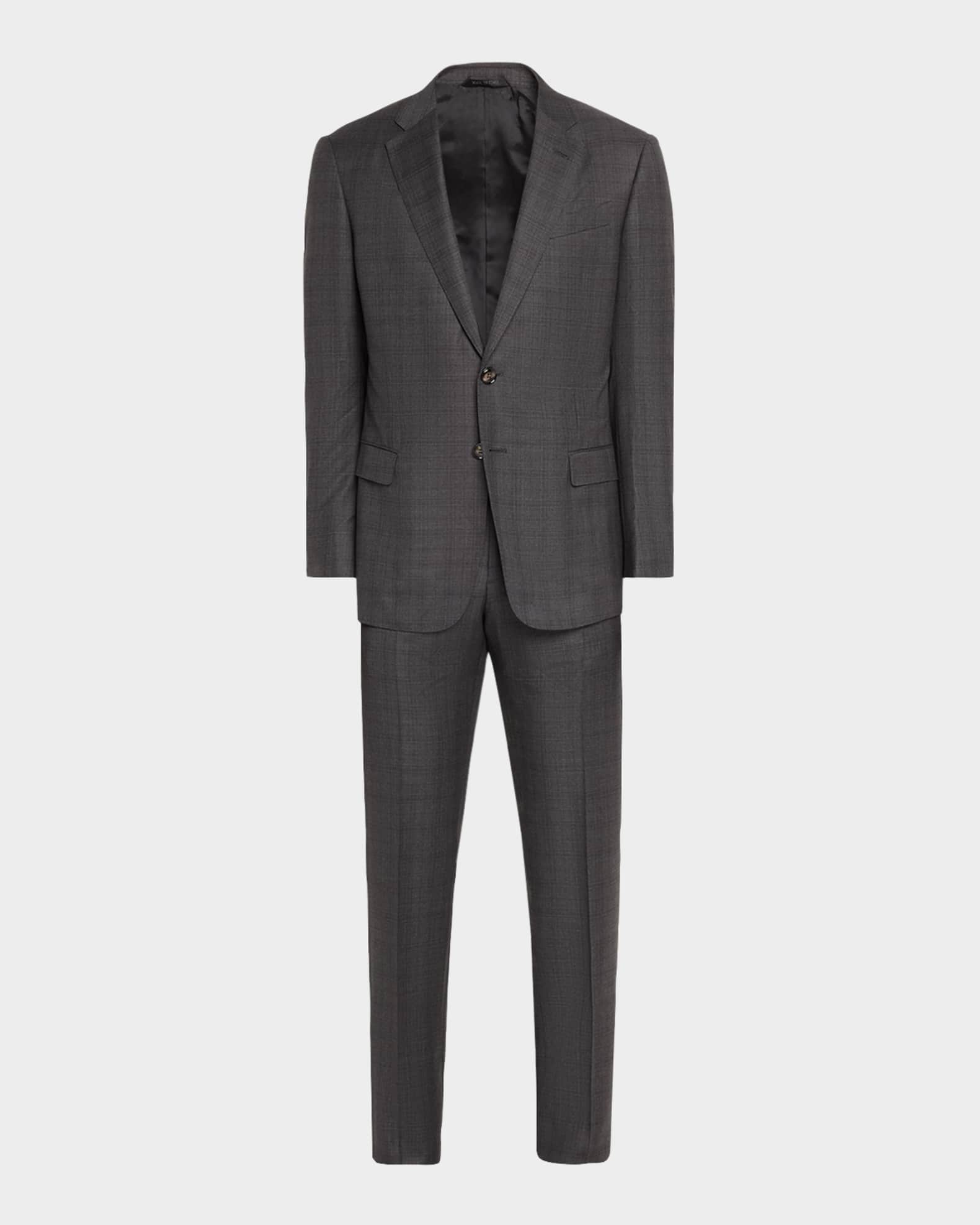 Men s Brushed Wool Plaid Classic Fit Suit