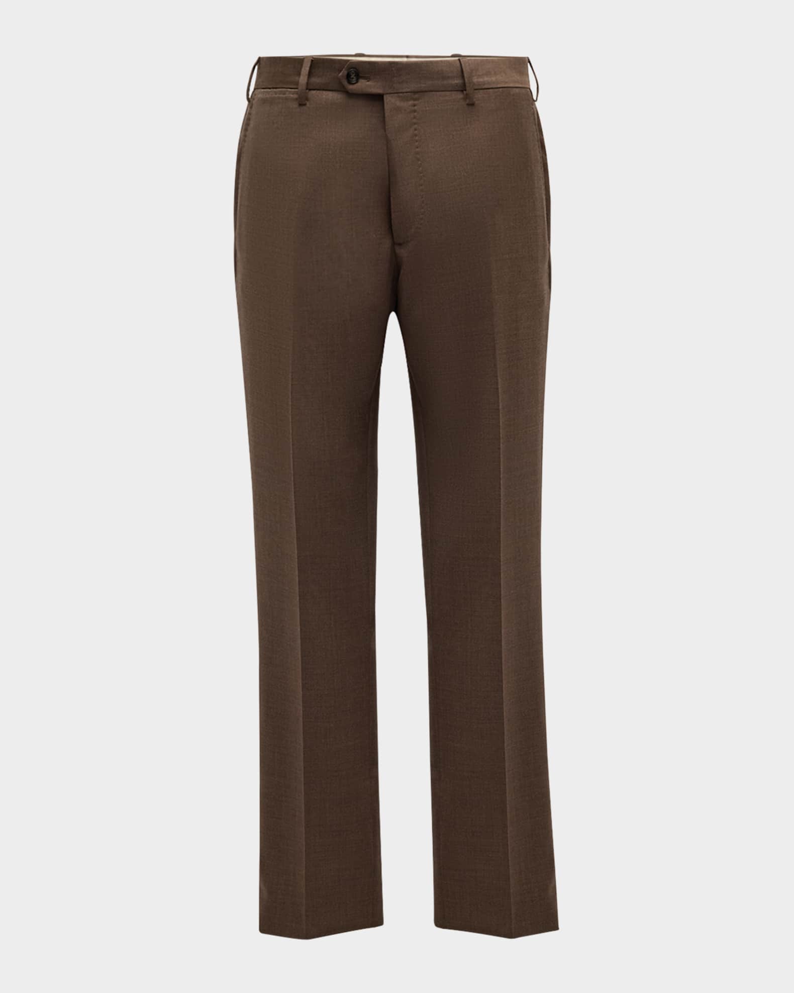 Giorgio Armani Men s Flat Front Wool Trousers Brown Men s 43R Pants Shorts Wool Dress Pants