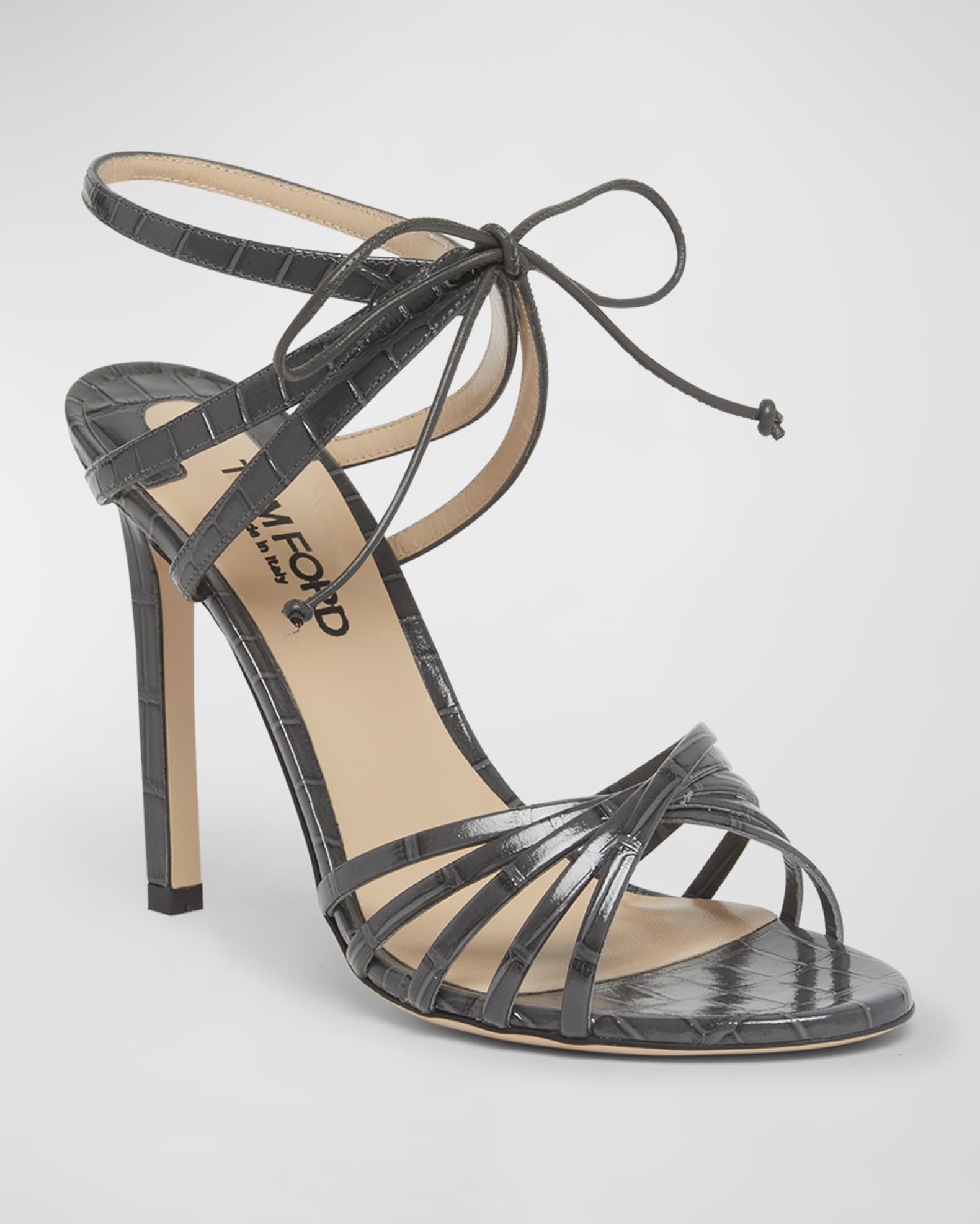 TOM FORD Angelica Strappy Leather Ankle Tie Sandals Neiman Marcus