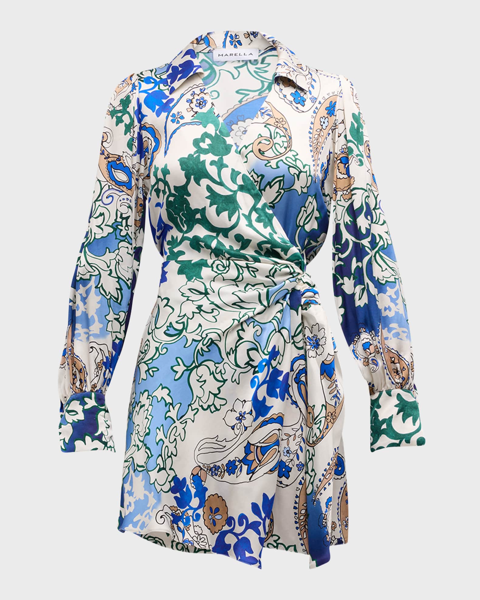 Marella Bina Paisley-Print Mini Wrap Dress