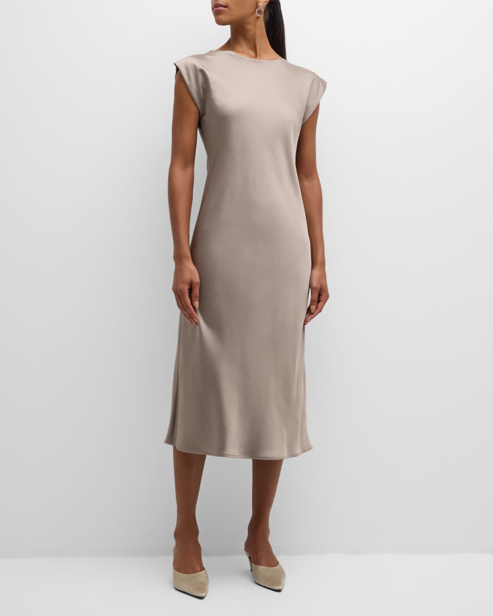 A Line Midi Dress with Cap Sleeves main image 1