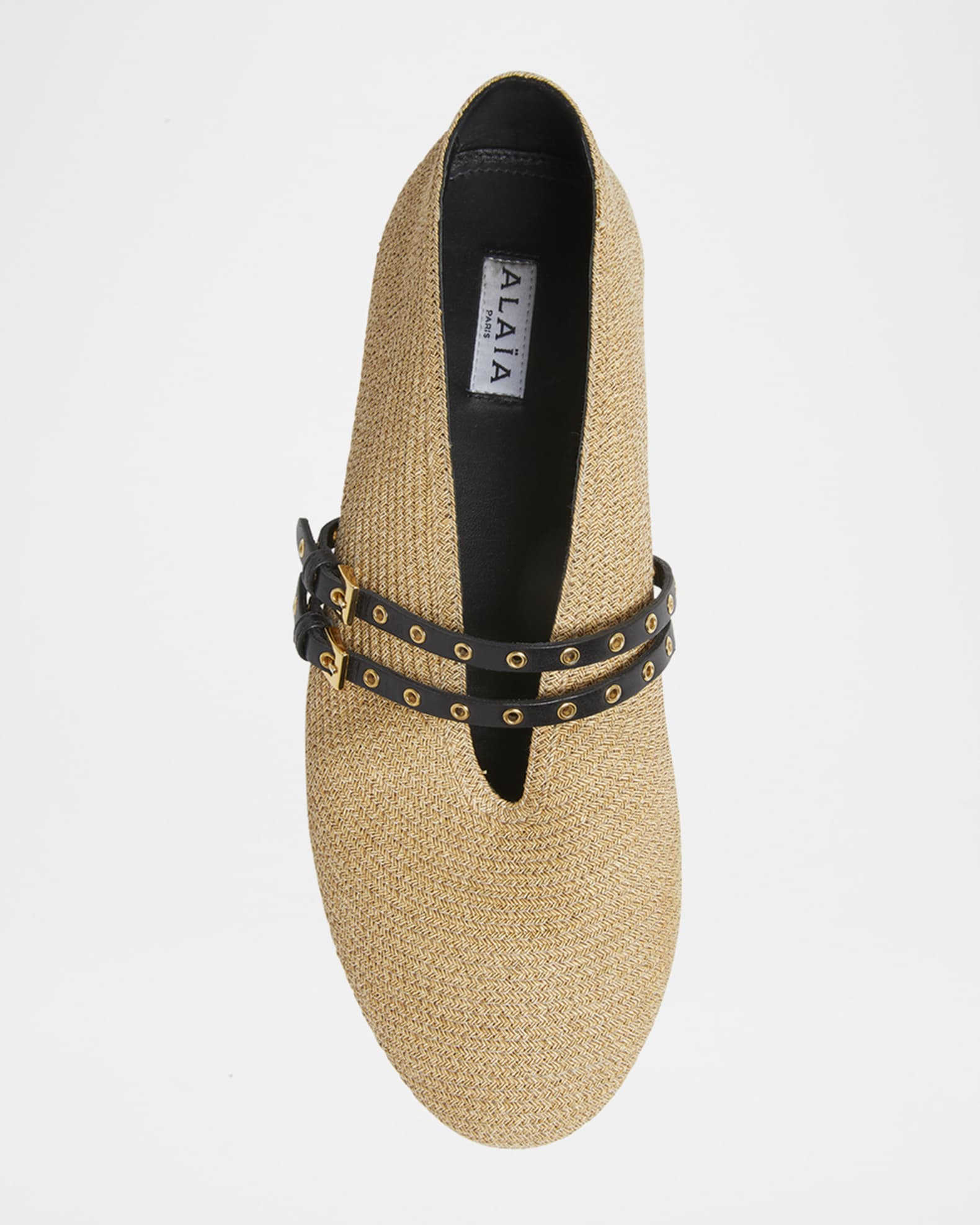 バレエシューズ Alaia Paper Straw Ballerinas ALAIA Paper Straw Mary Jane Ballerina Flats - Bergdorf Goodman