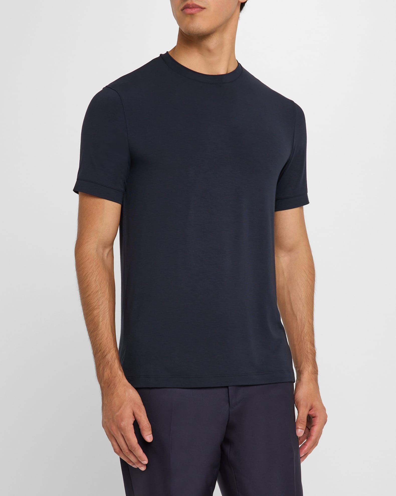 Giorgio Armani Men's Textured Stretch T-Shirt | Neiman Marcus