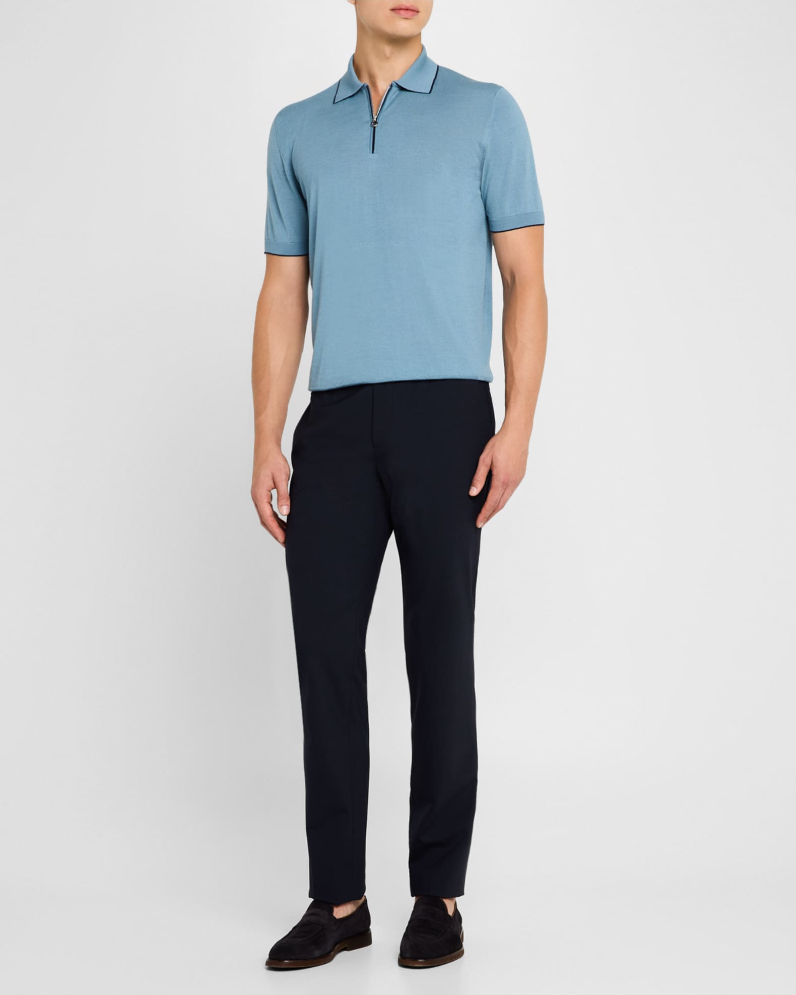 Men's Tipped Short-Sleeve Polo Sweater 1