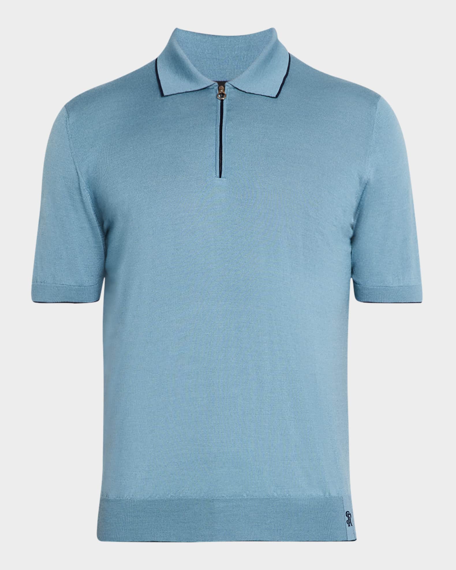 Men's Tipped Short-Sleeve Polo Sweater 0