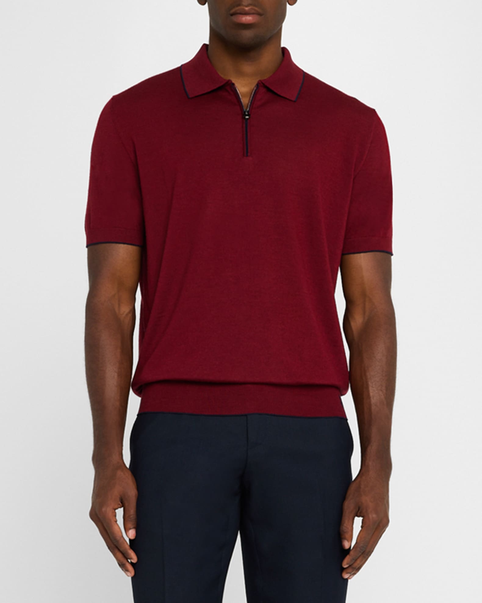 Men's Tipped Short-Sleeve Polo Sweater 1